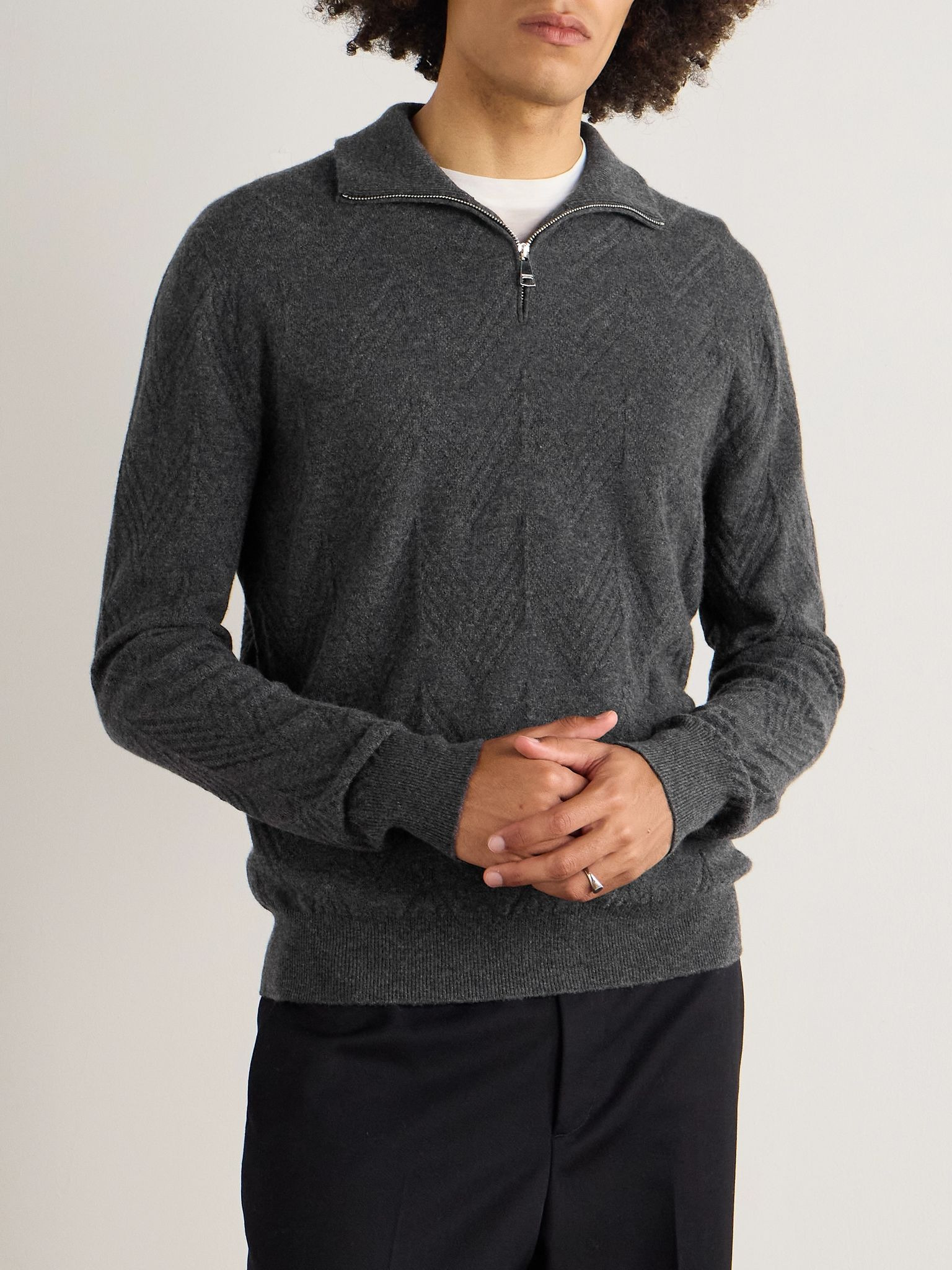 Cashmere Half-Zip Sweater Dark gray - 3