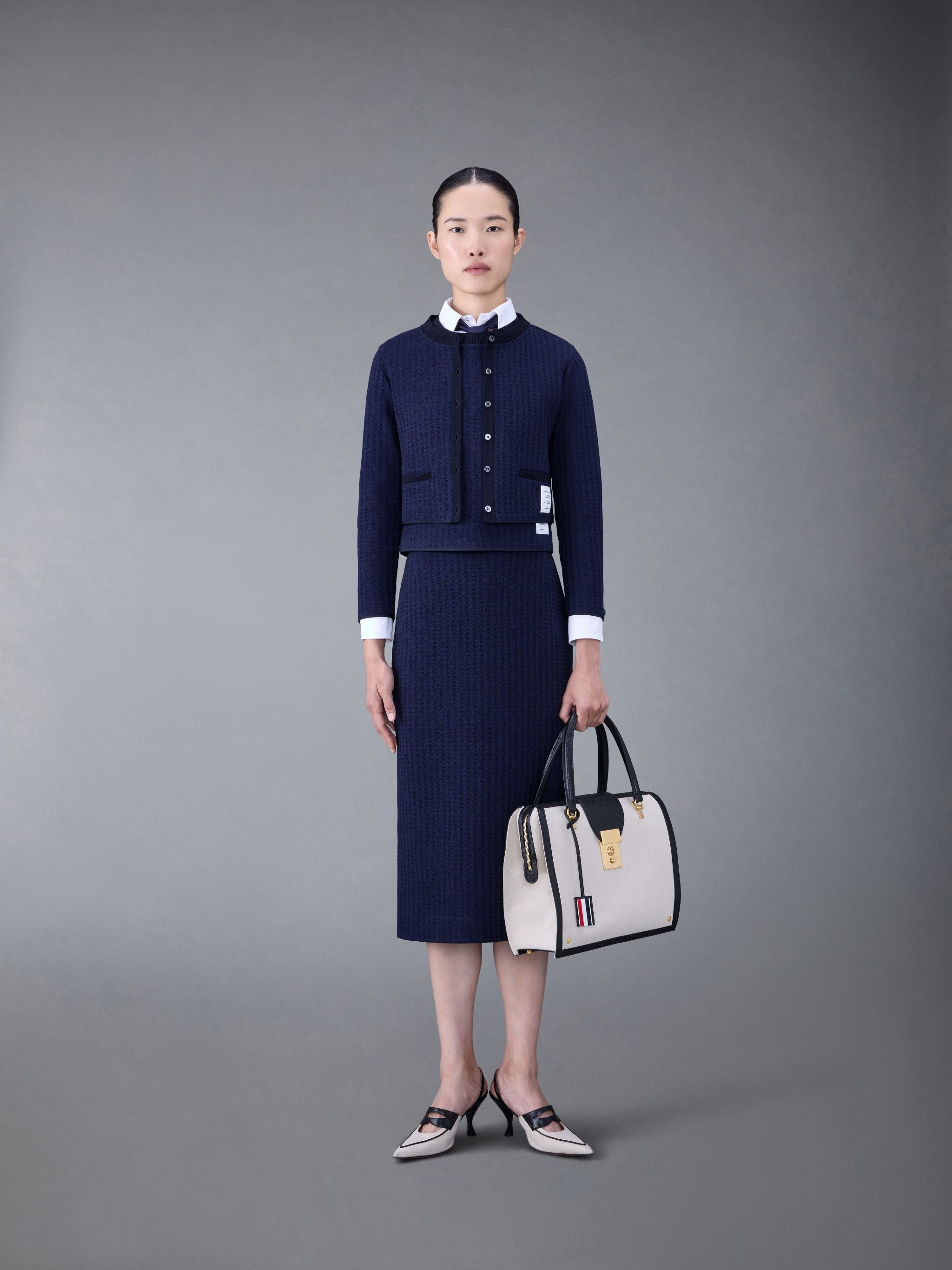 logo-patch jacquard skirt - 4