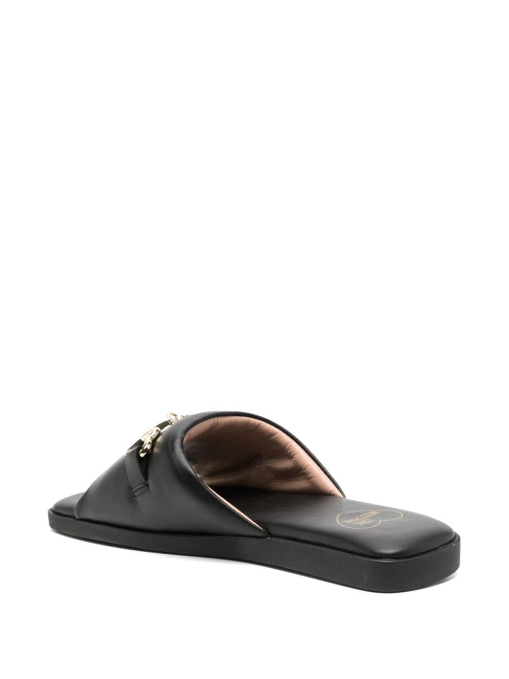 buckle detailing leather slides - 3