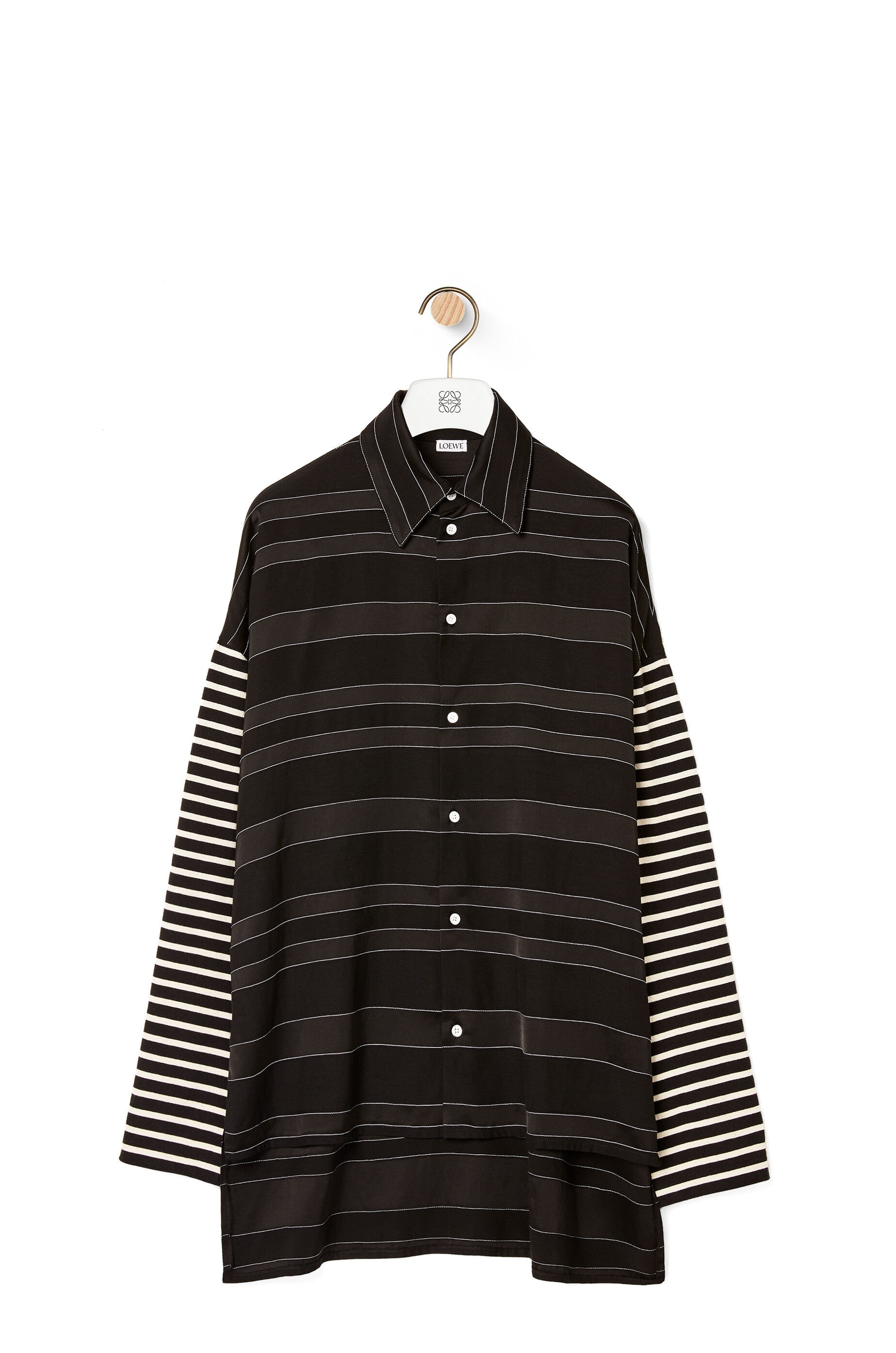 Long sleeve shirt in striped cotton - 1