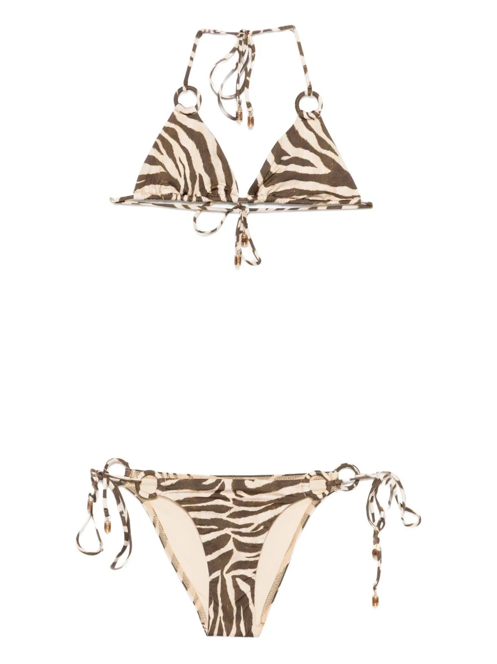 Wanderlust ring-tie zebra-pattern bikini - 1