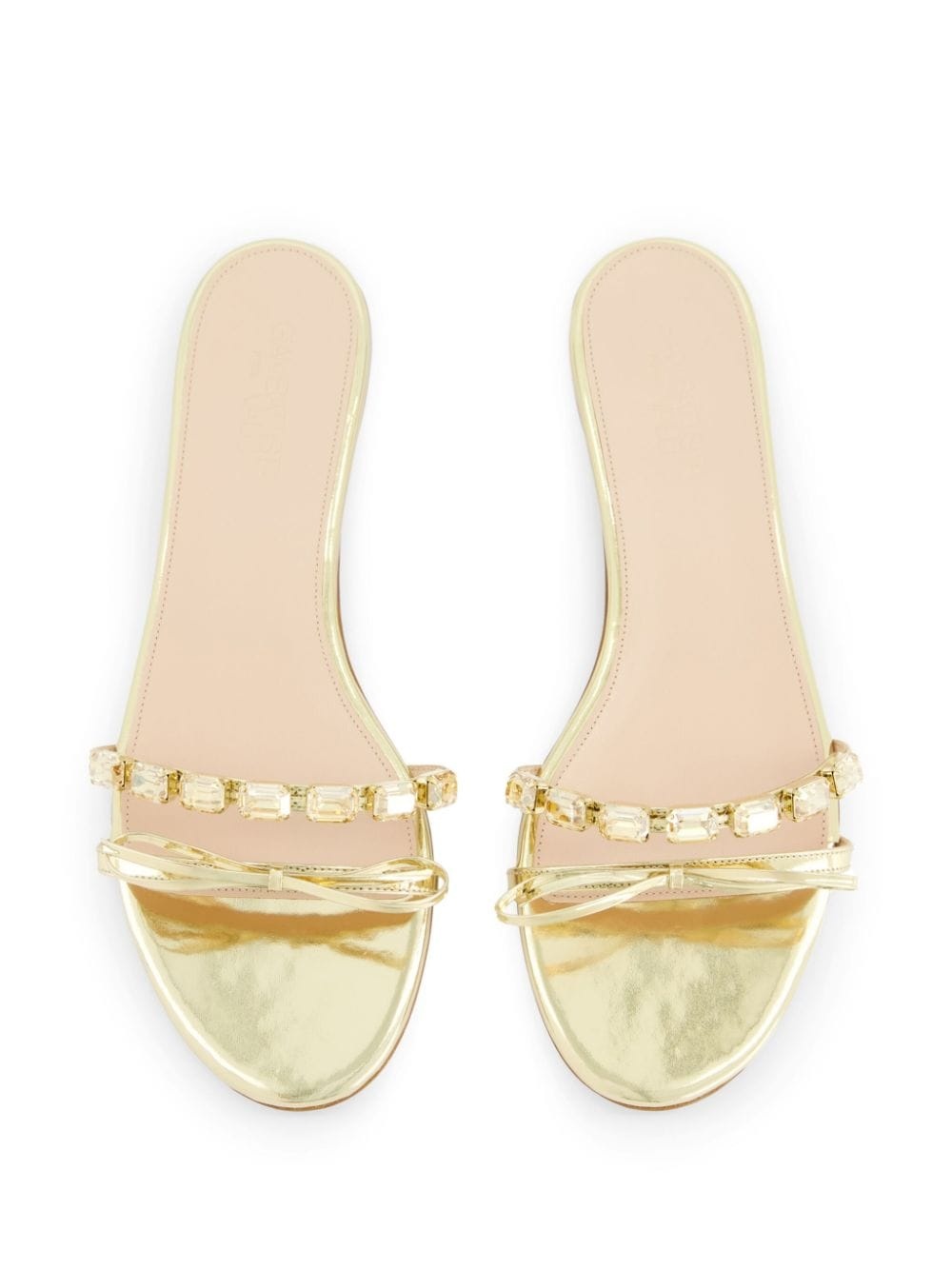 crystal-embellished flat leather slides - 4