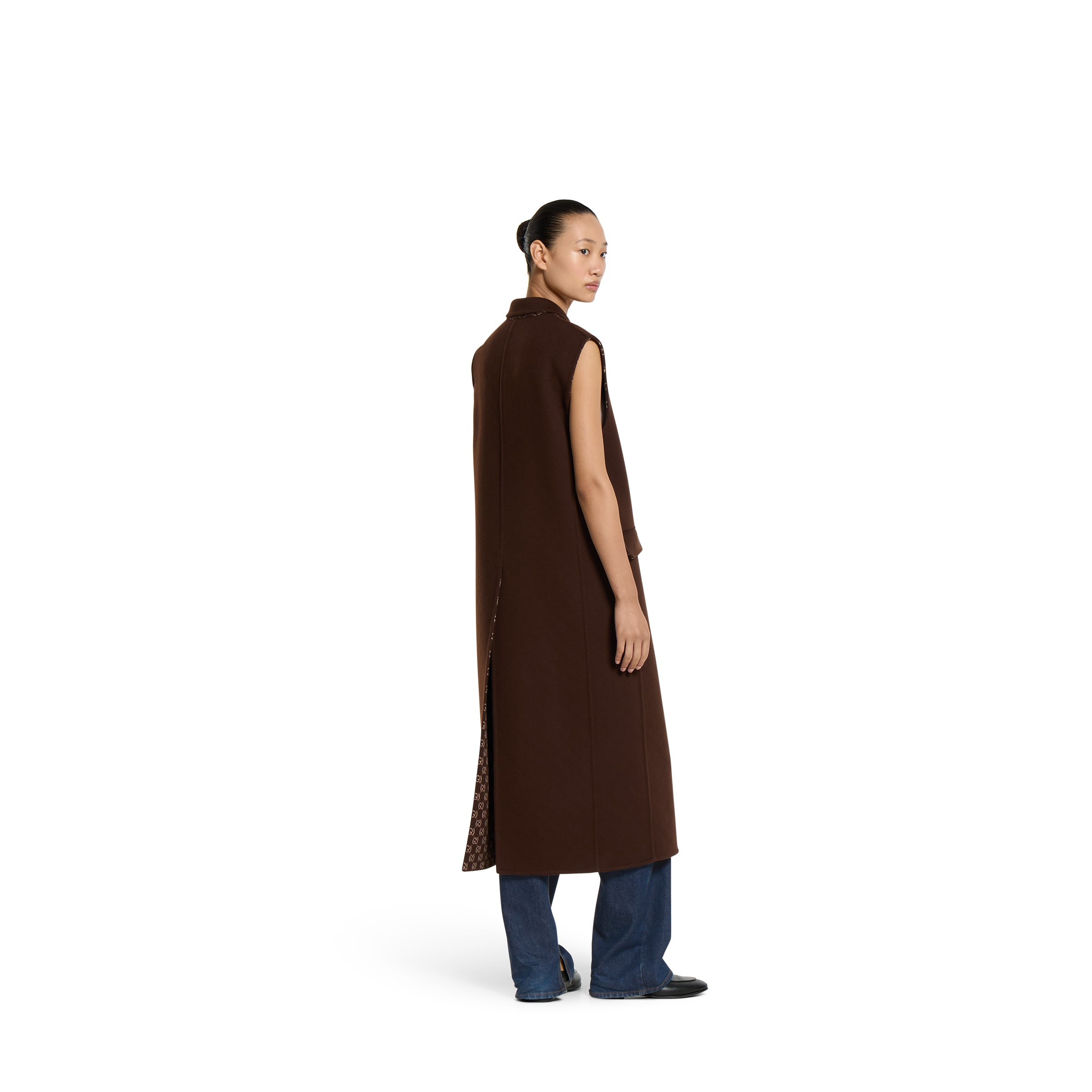Reversible long silk wool gilet - 4