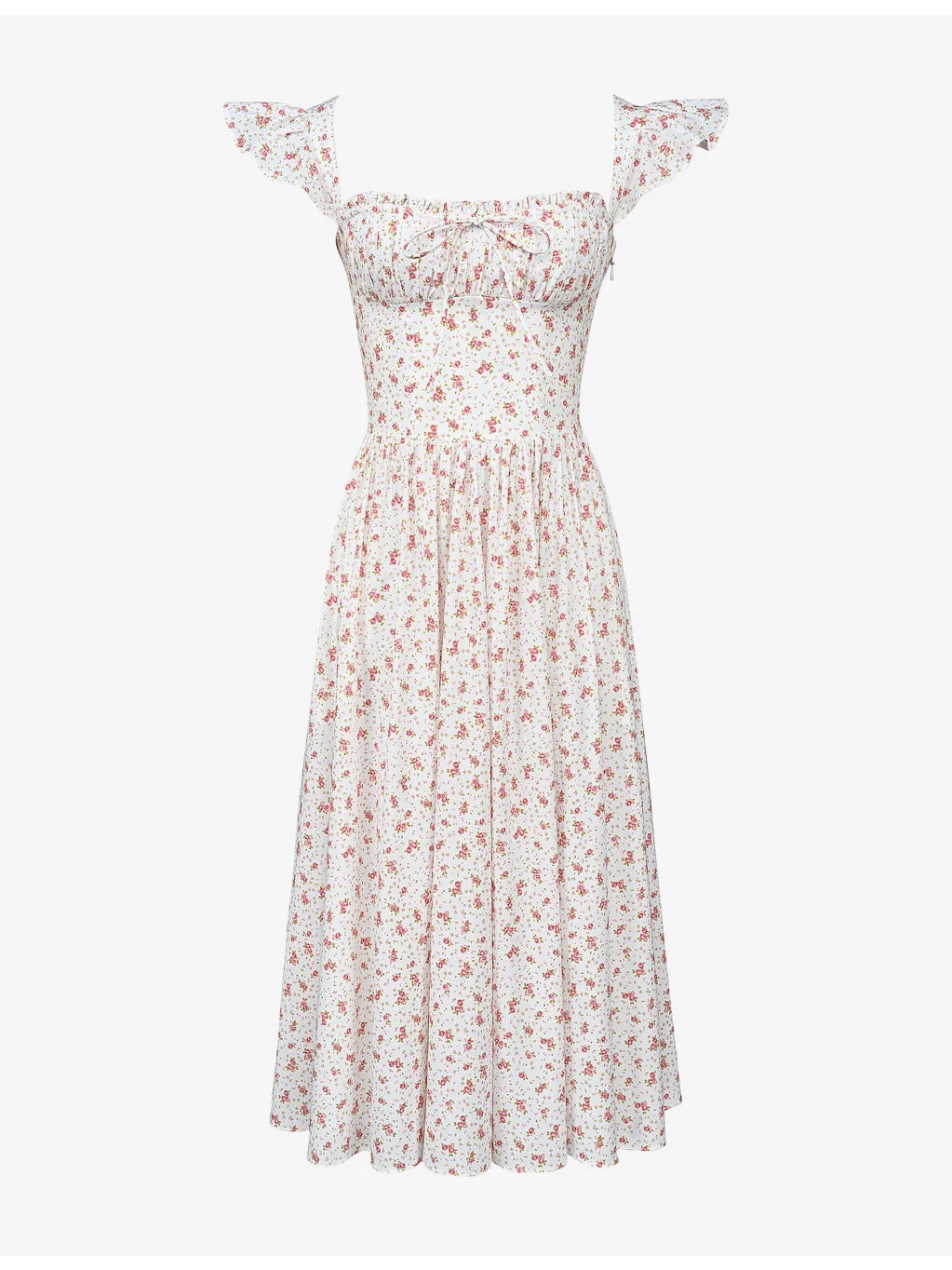 Livia Rose-Print Stretch-Cotton Midi Sundress - 1