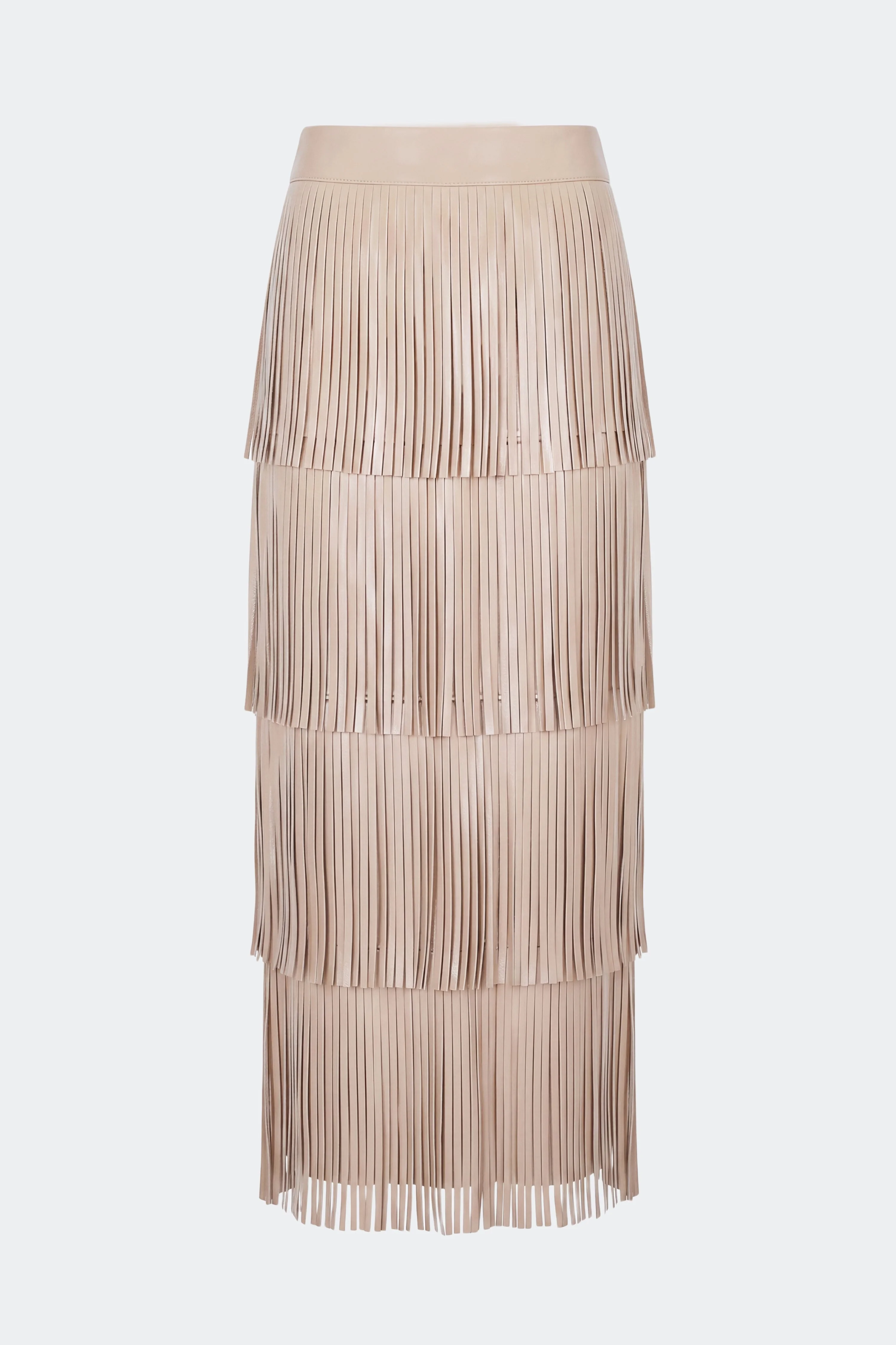 Za Za Vegan Leather Fringe Skirt In Ecru - 1