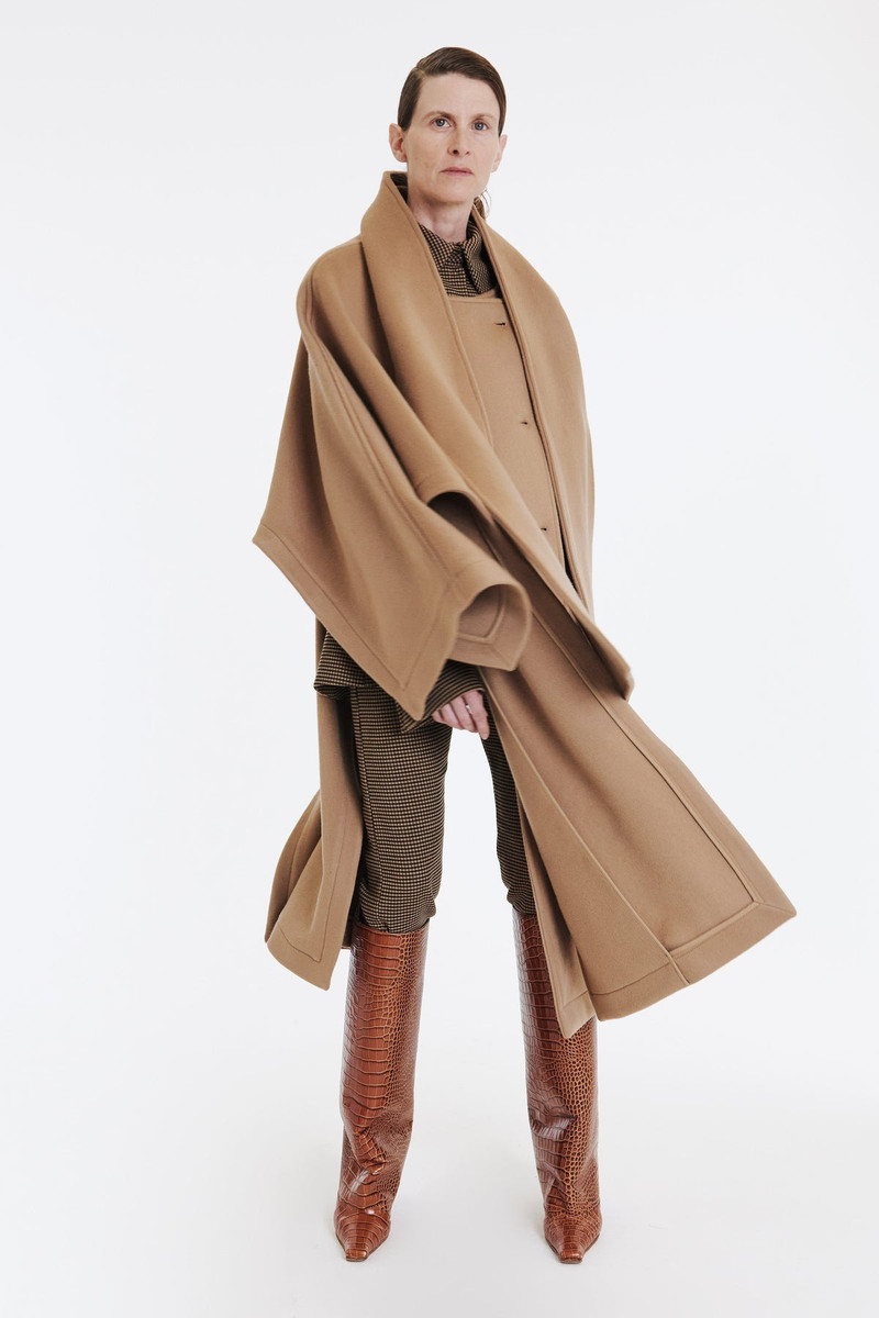 OPEN SLEEVE PONCHO COAT WITH SCARF DETAIL BEIGE 9