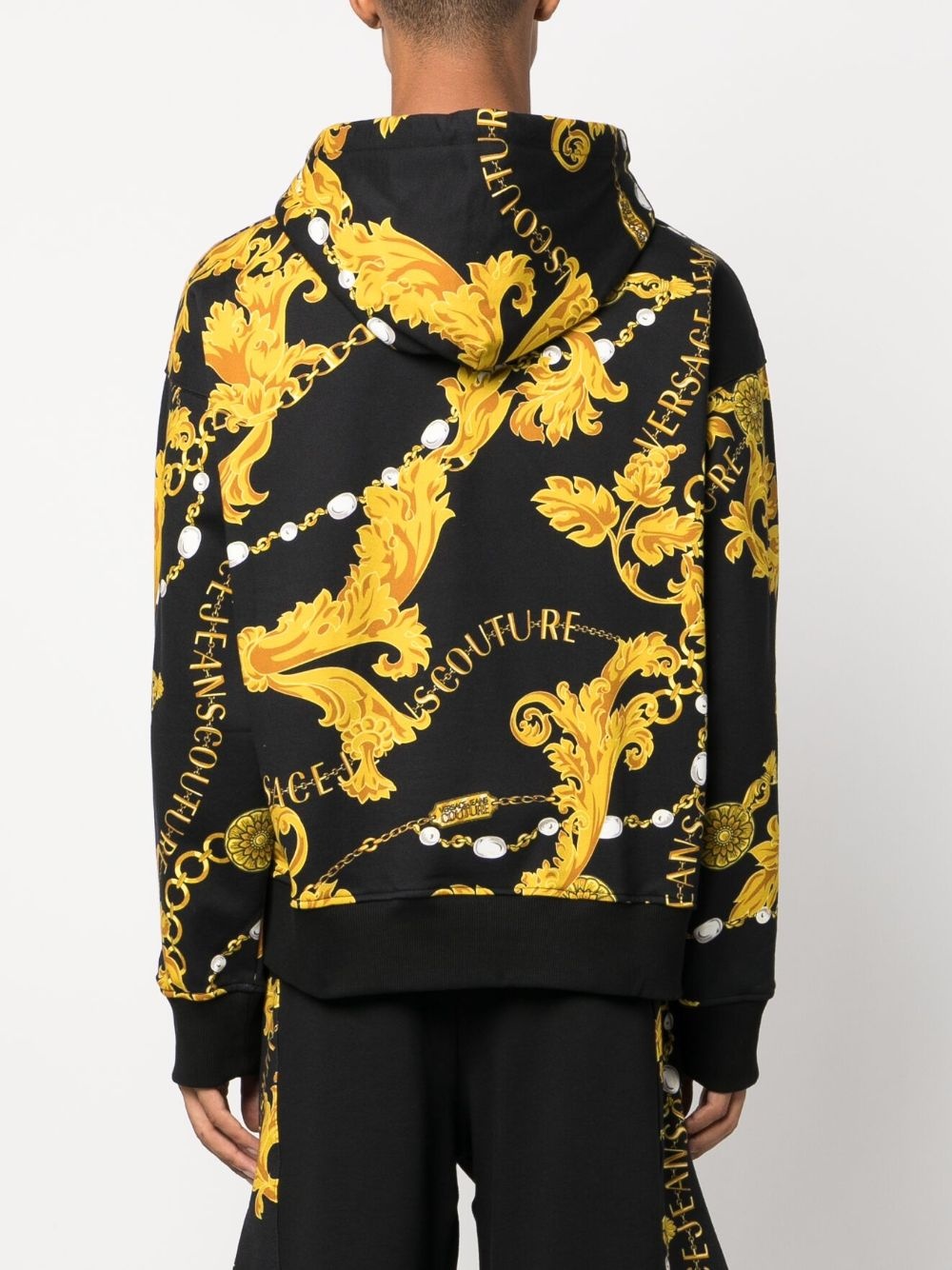 baroque-print cotton hoodie - 4