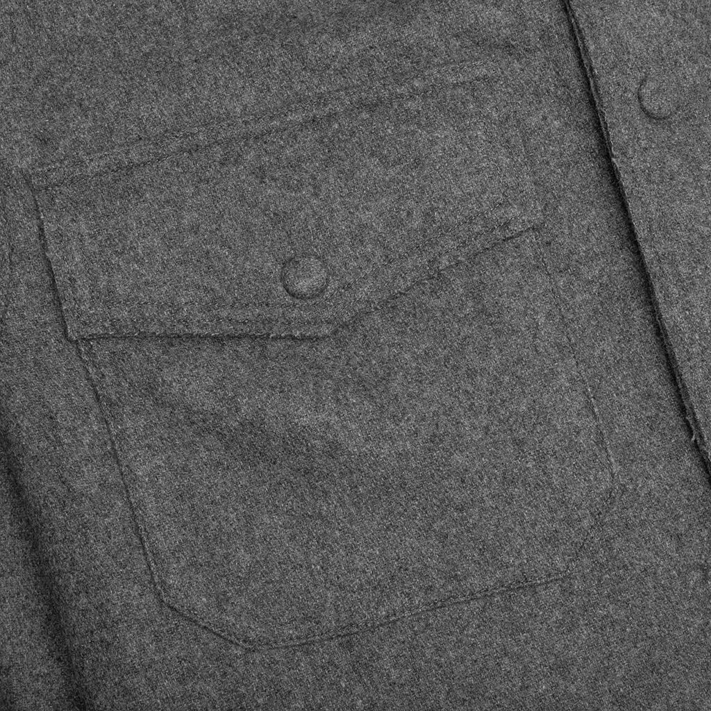 HELMUT LANG WOOL FLANNEL SHIRT - GREY MELANGE - 4