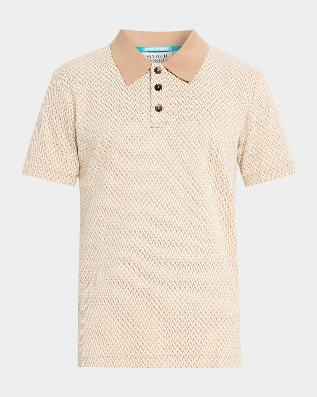 Men's Collared Short-Sleeve Jacquard Shirt - 1