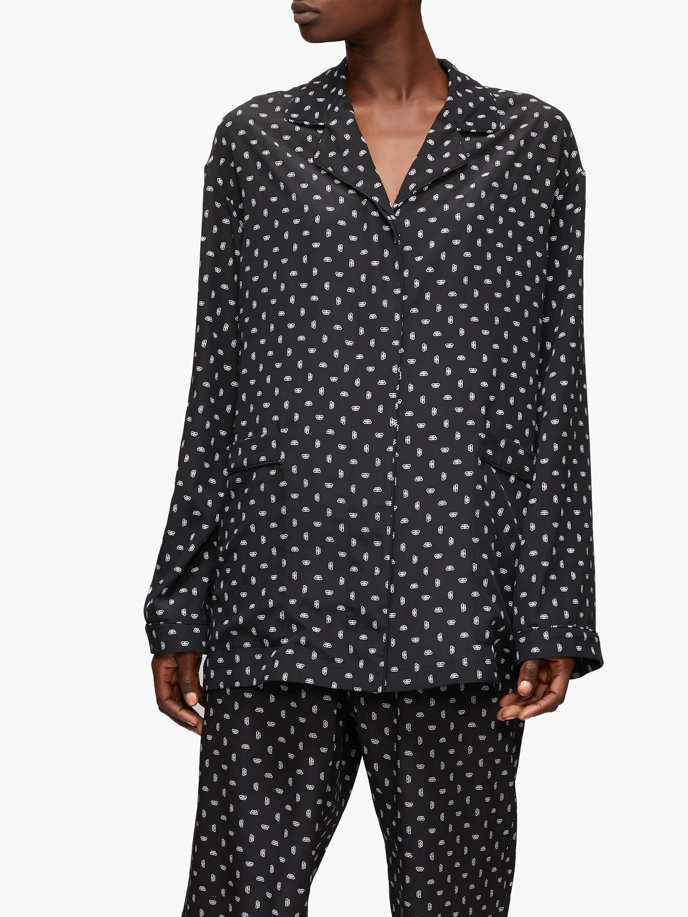 Oversized BB logo-print crepe blouse - 6