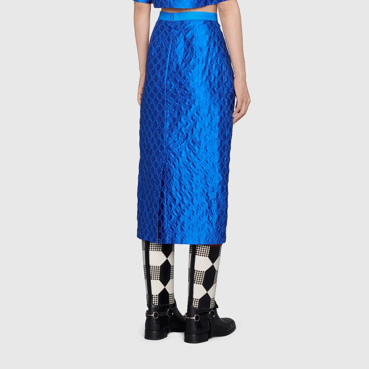 GG embroidered silk skirt - 4