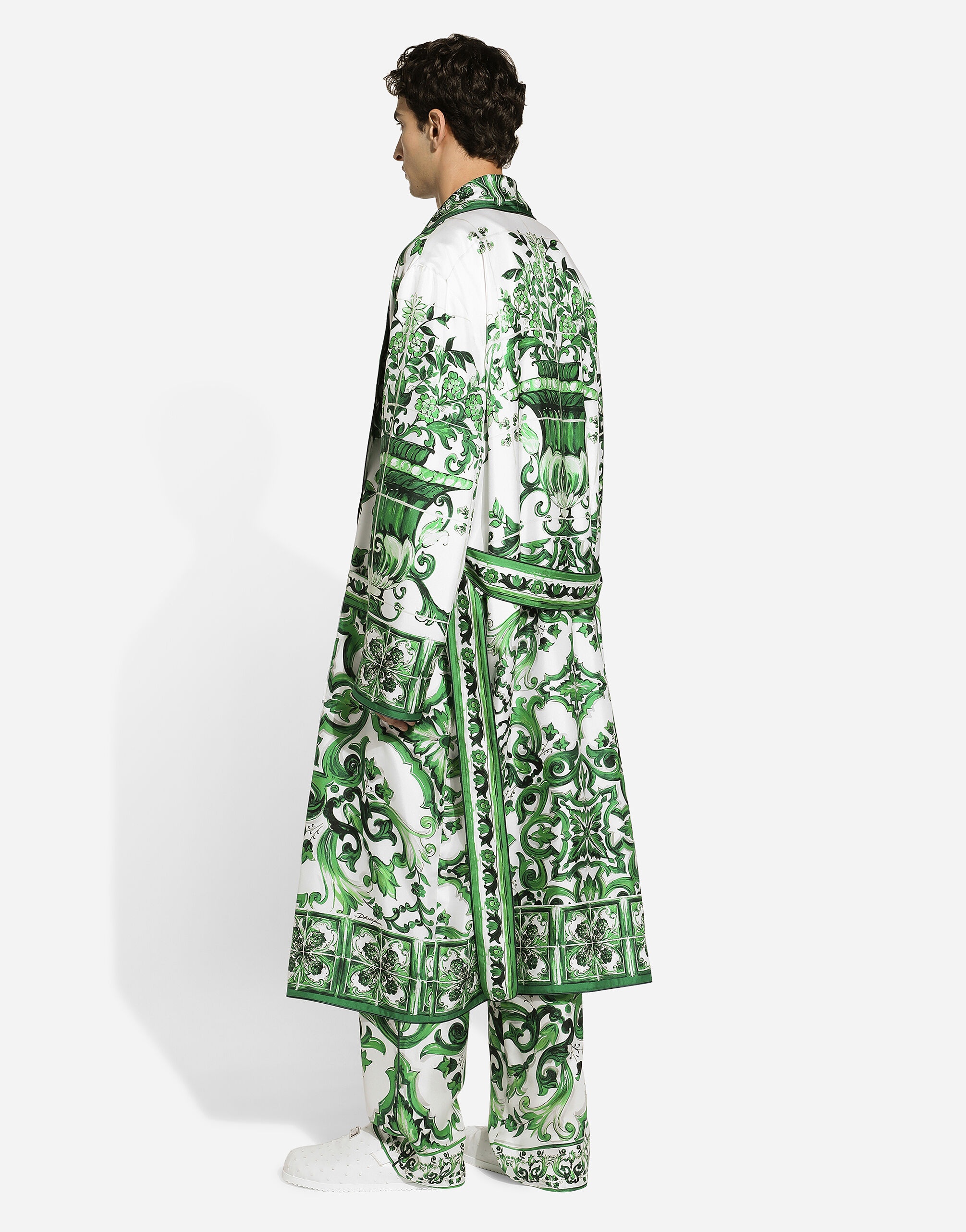 Oversize silk and yarn shirt with majolica print - 8