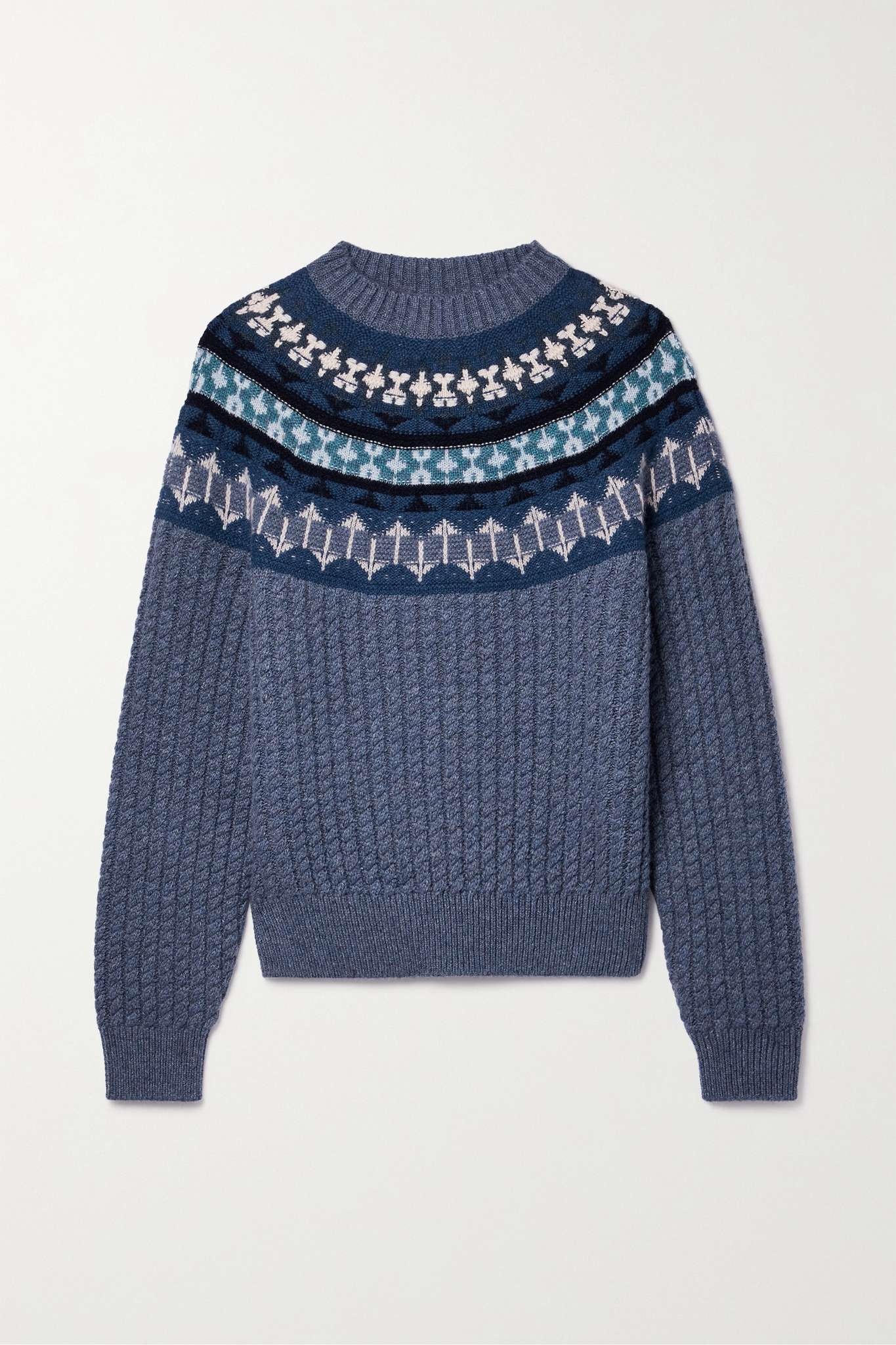 Noel Fair Isle cable-knit cashmere sweater - 1