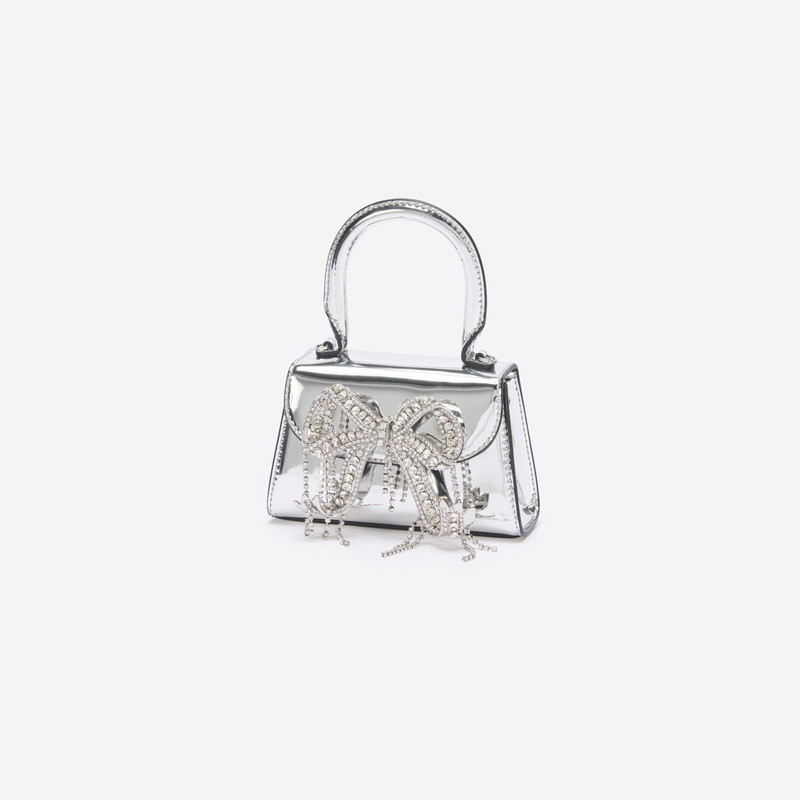 Silver Metallic Micro Embellished Bow Bag 2