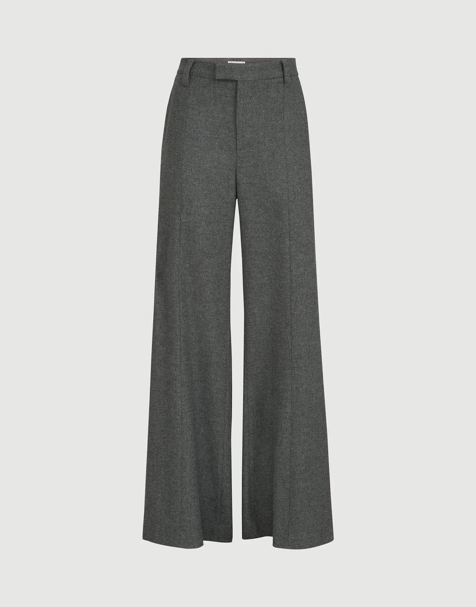 Virgin wool and cashmere twill flannel wide flare trousers with monili - 1