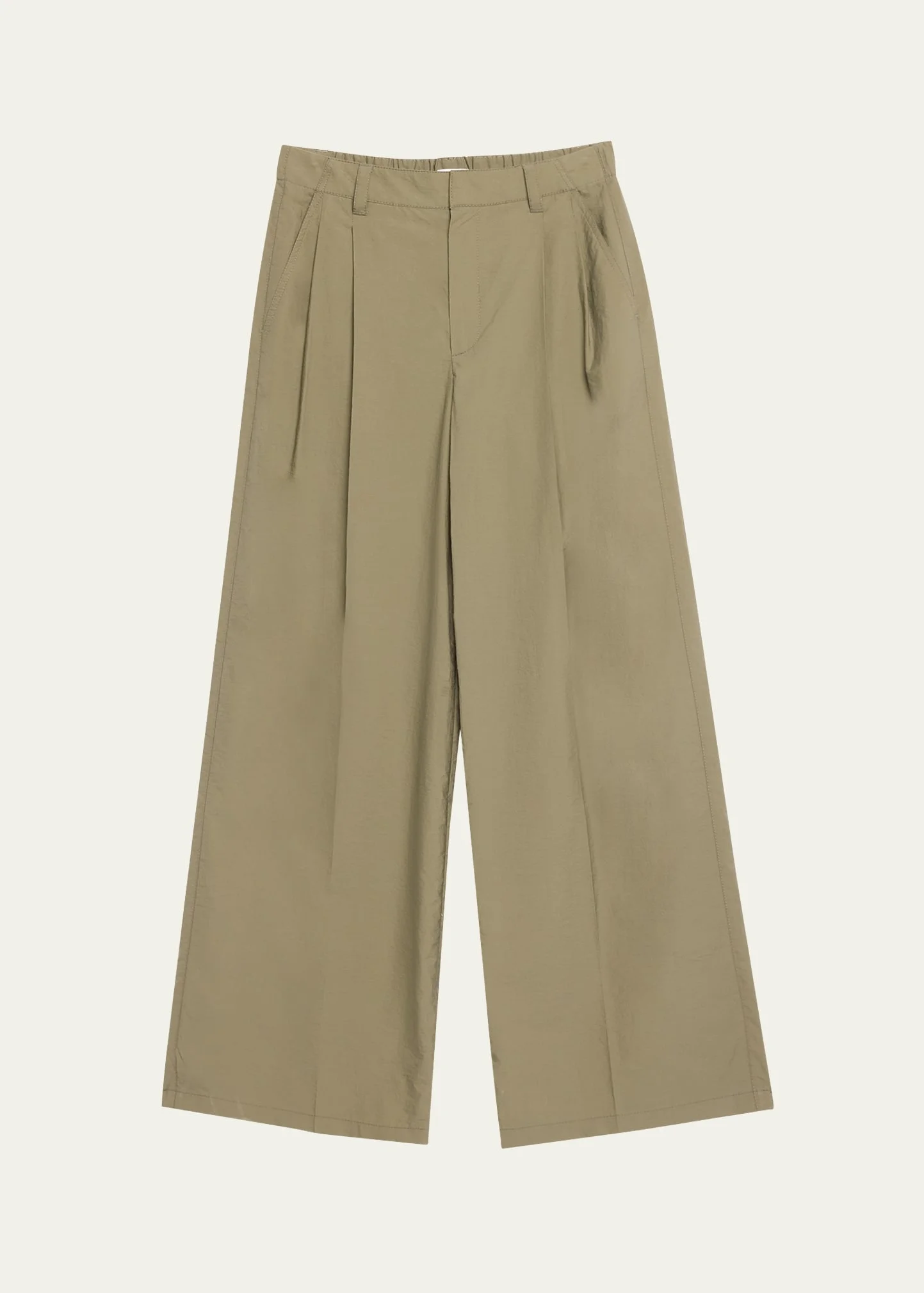 Techno Cotton Poplin Pleated Wide-Leg Sartorial Pants - 1