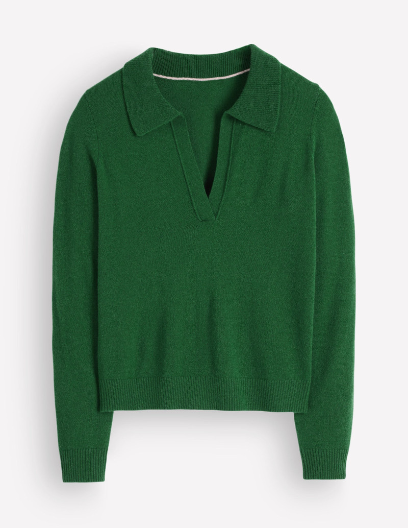 Elsie Cashmere Henley Sweater-Fresh Green - 1