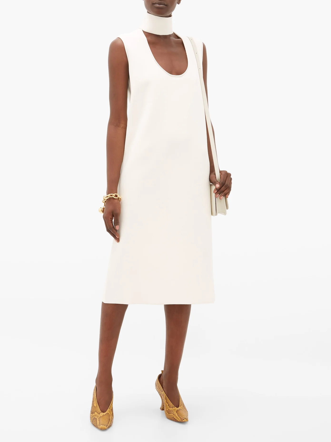 Scooped keyhole-neck midi dress - 2