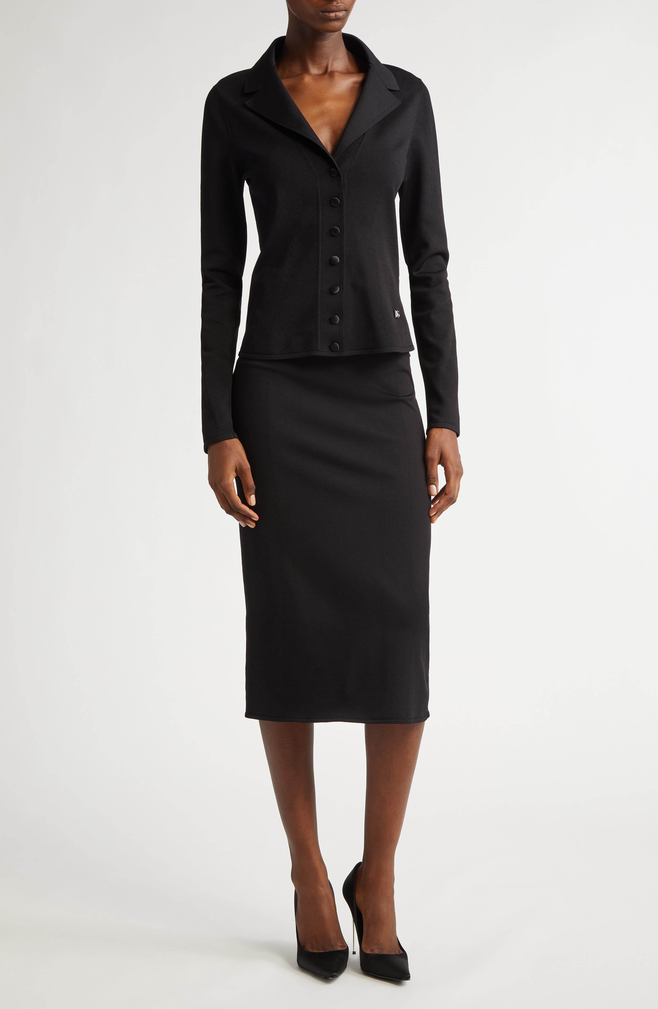 Dolce&Gabbana Fitted Knit Jacket in N0000 Nero at Nordstrom - 2