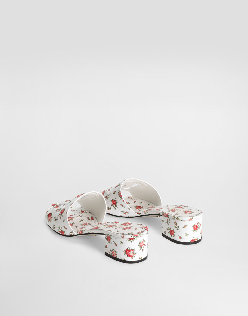 Dolce & Gabbana Printed calfskin mules with little roses print outlook