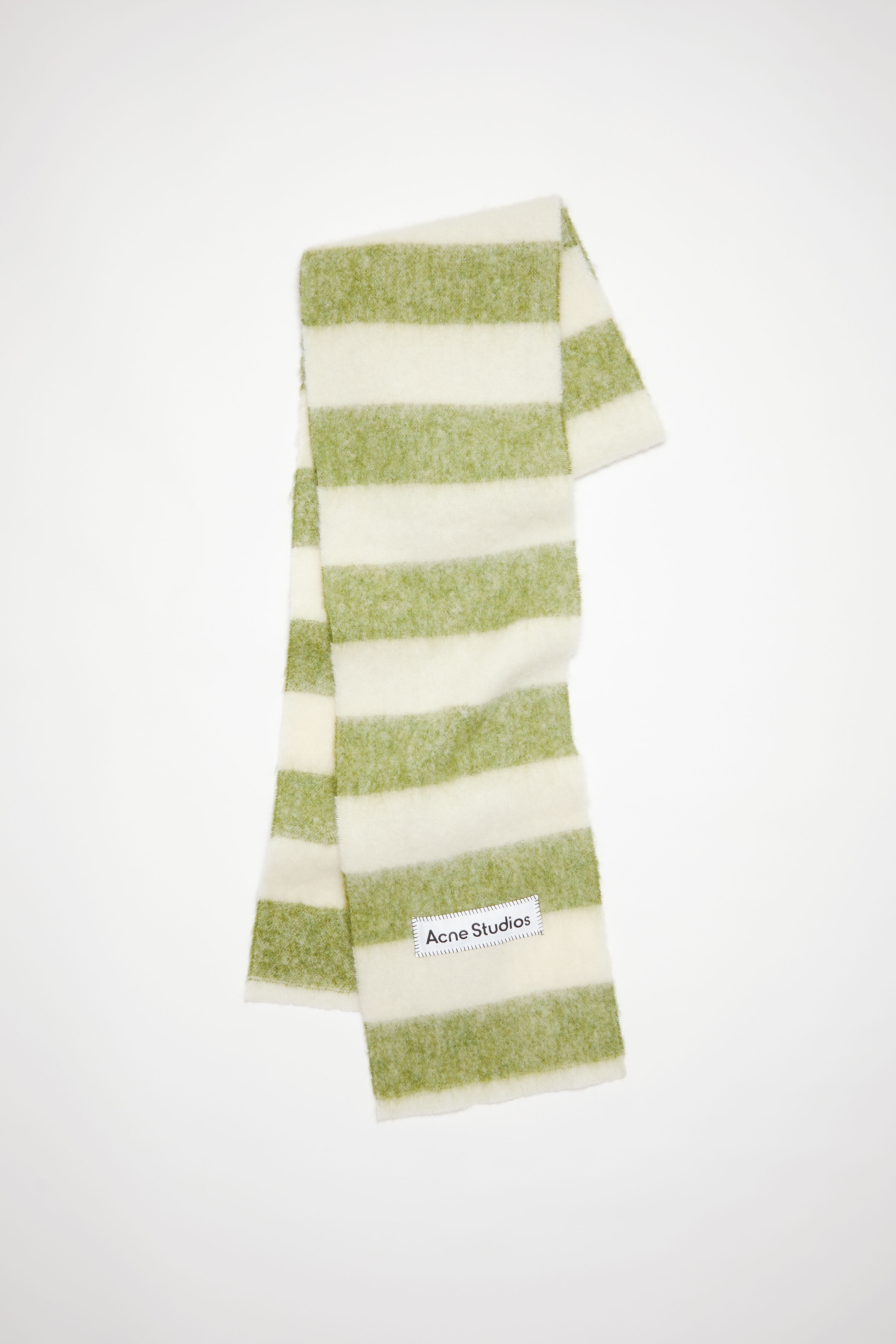 Wool-blend stripe scarf - Olive green/white - 1
