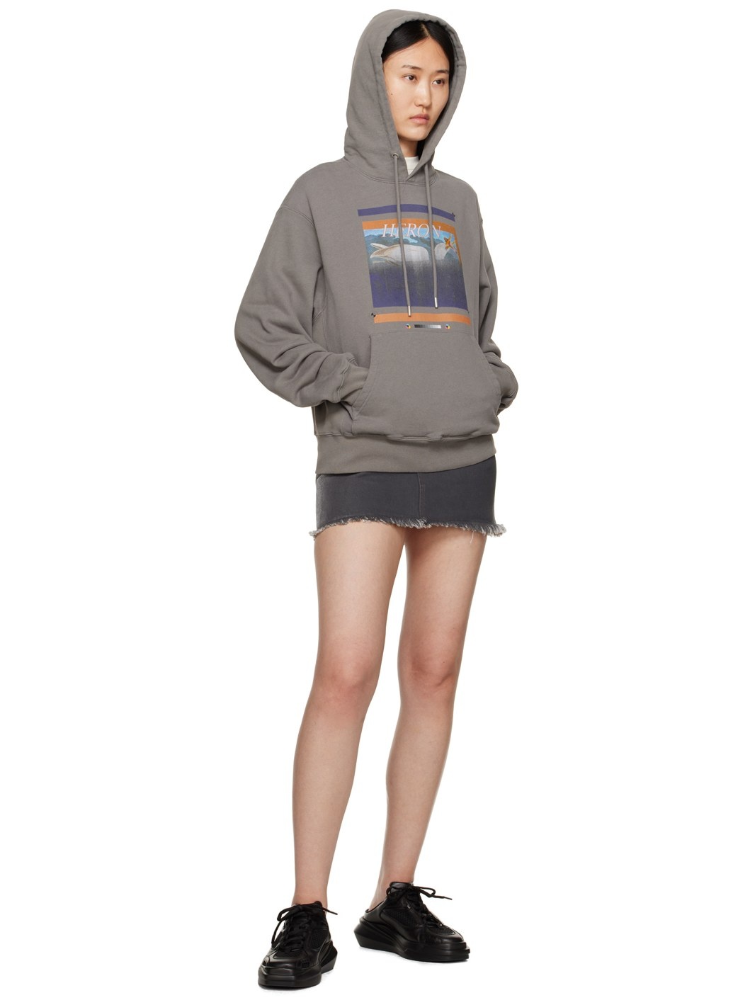 Gray Printed Hoodie - 4