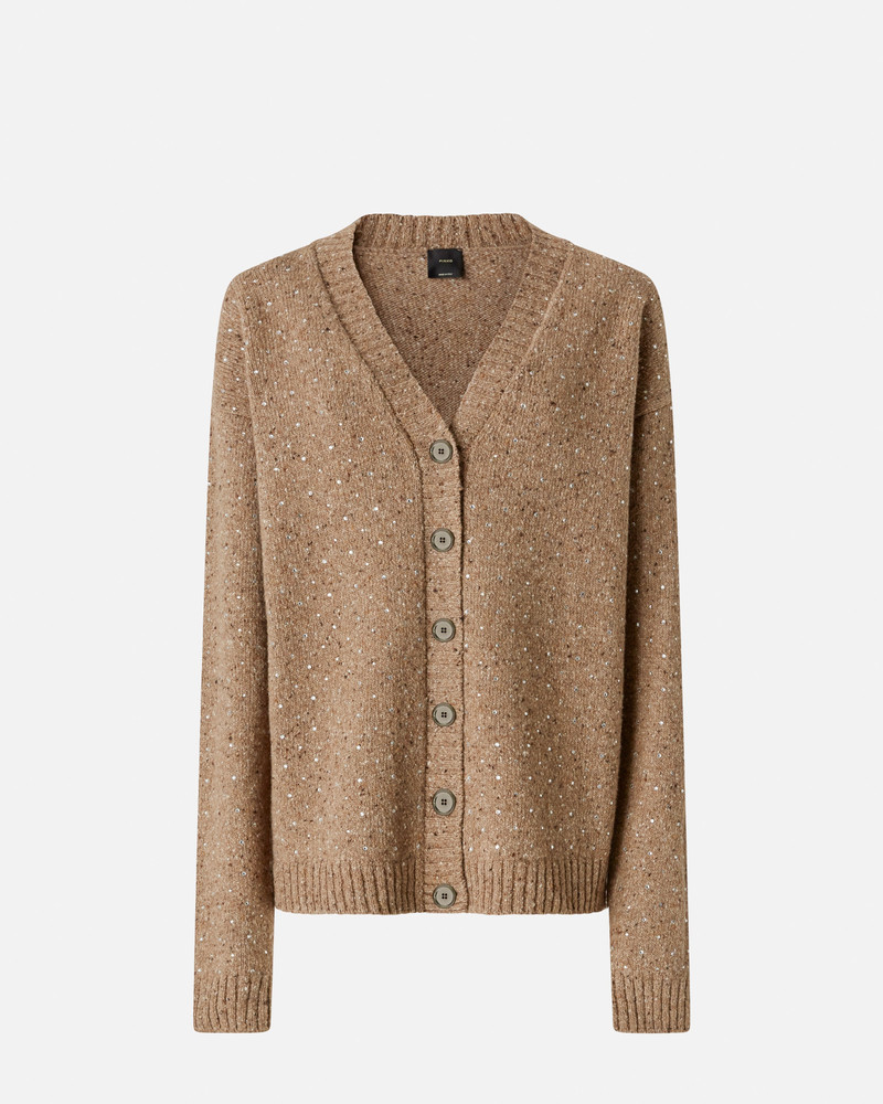 BOUCLÉ FABRIC CARDIGAN WITH RHINESTONES 1