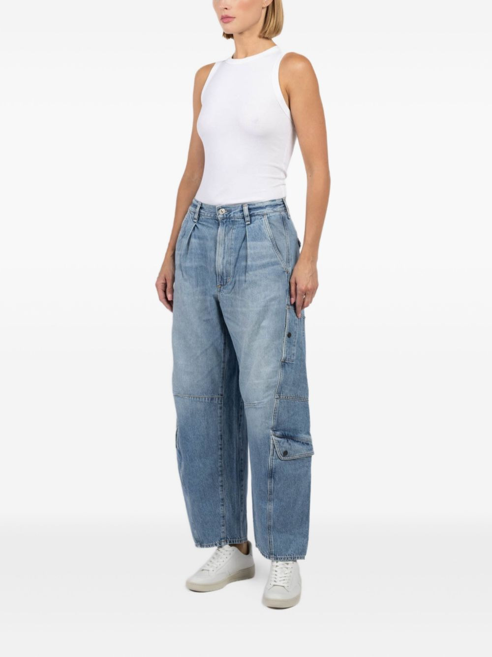 pleated-details flap-pocket jeans - 3