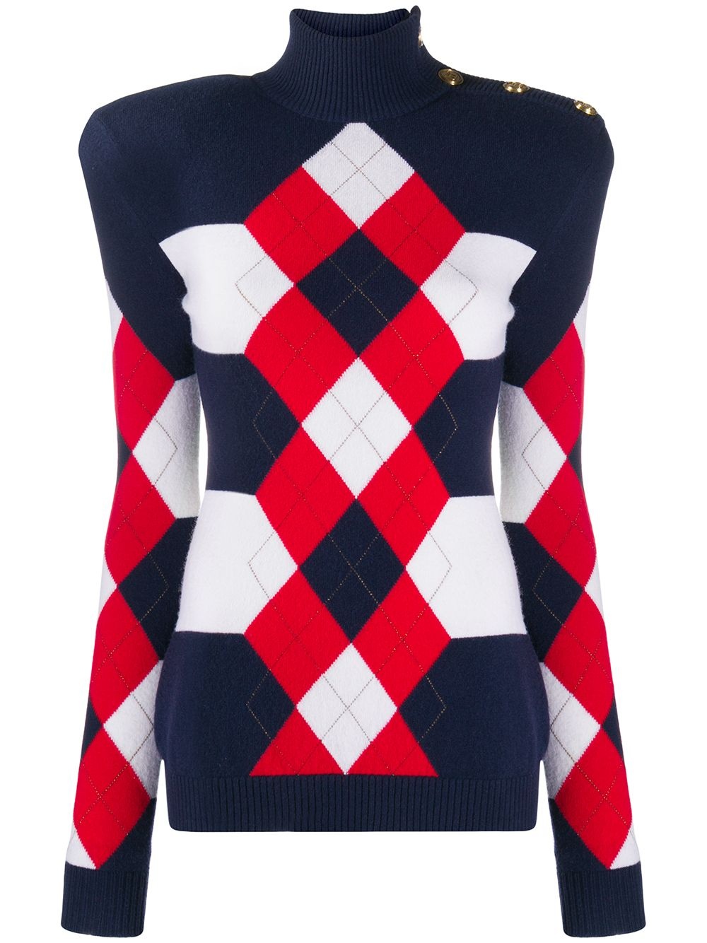 Argyle-pattern rollneck jumper - 1