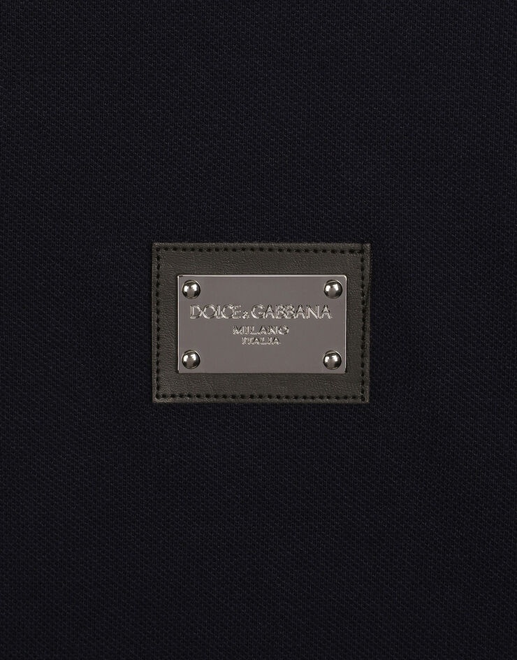 Cotton piqué polo-shirt with branded tag - 4