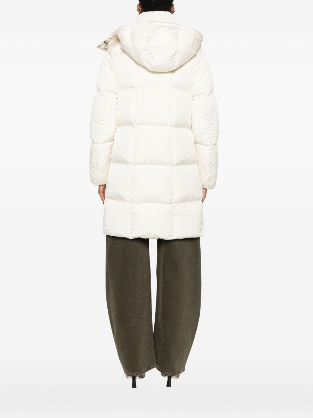 quilted hooded single-breasted coat - 4