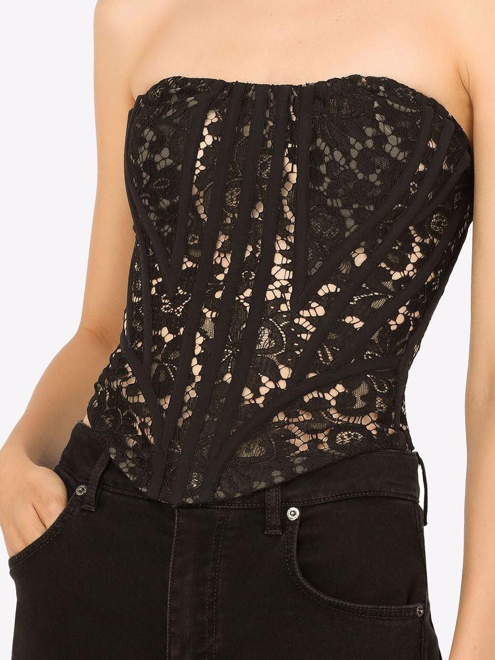 lace panelled corset-top - 5