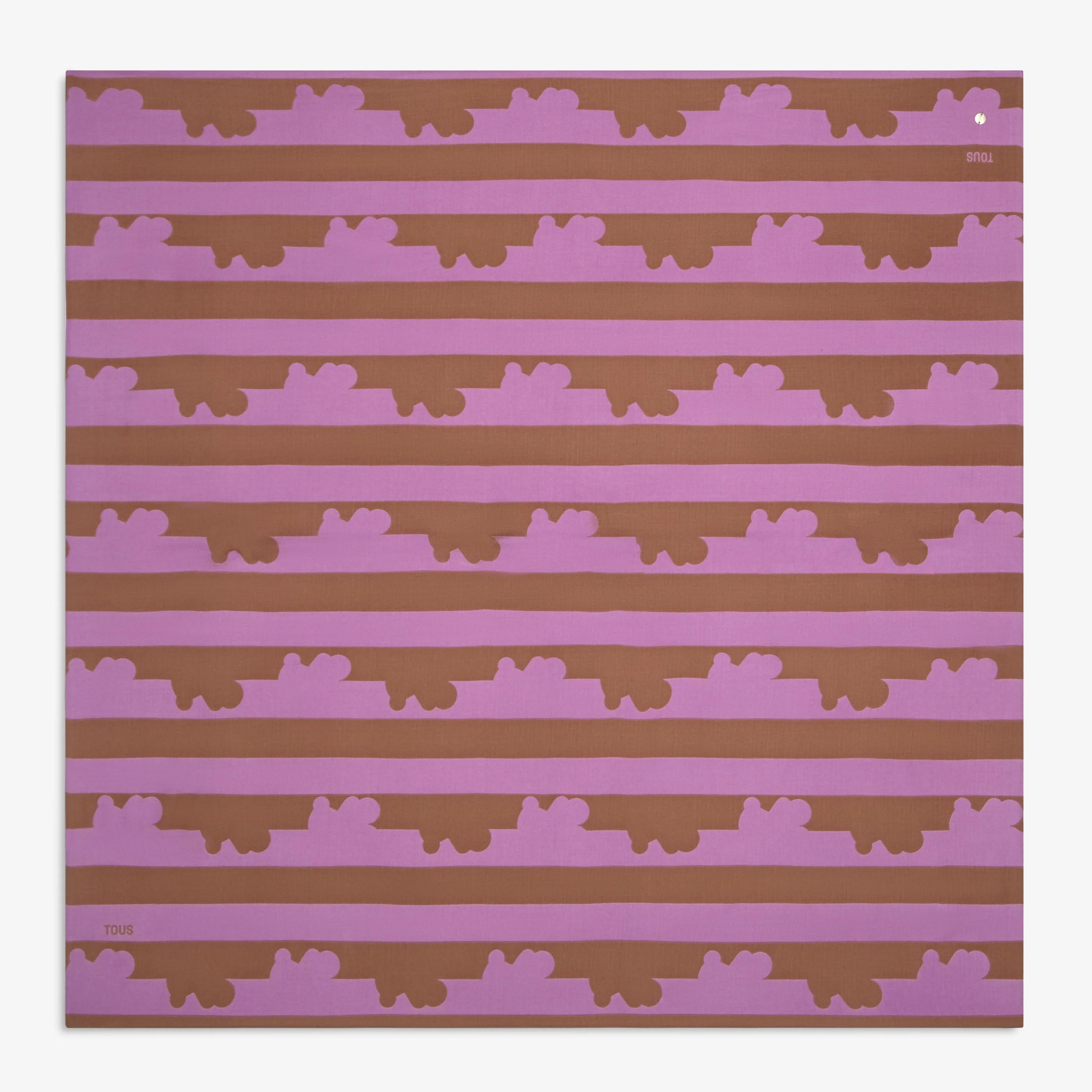 Mauve silk Scarf TOUS Bear Stripes Big - 1