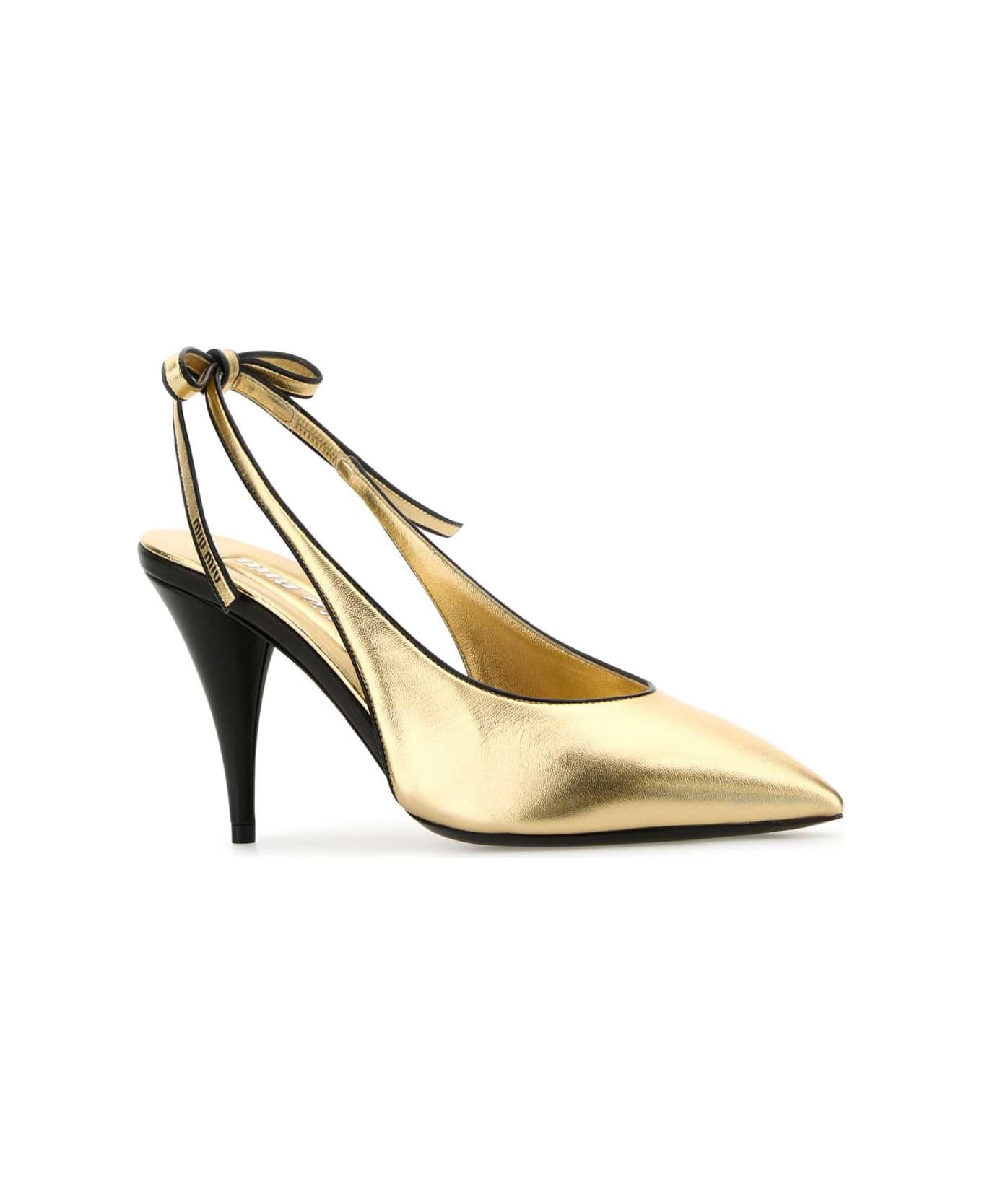 Gold Leather Pumps - 2