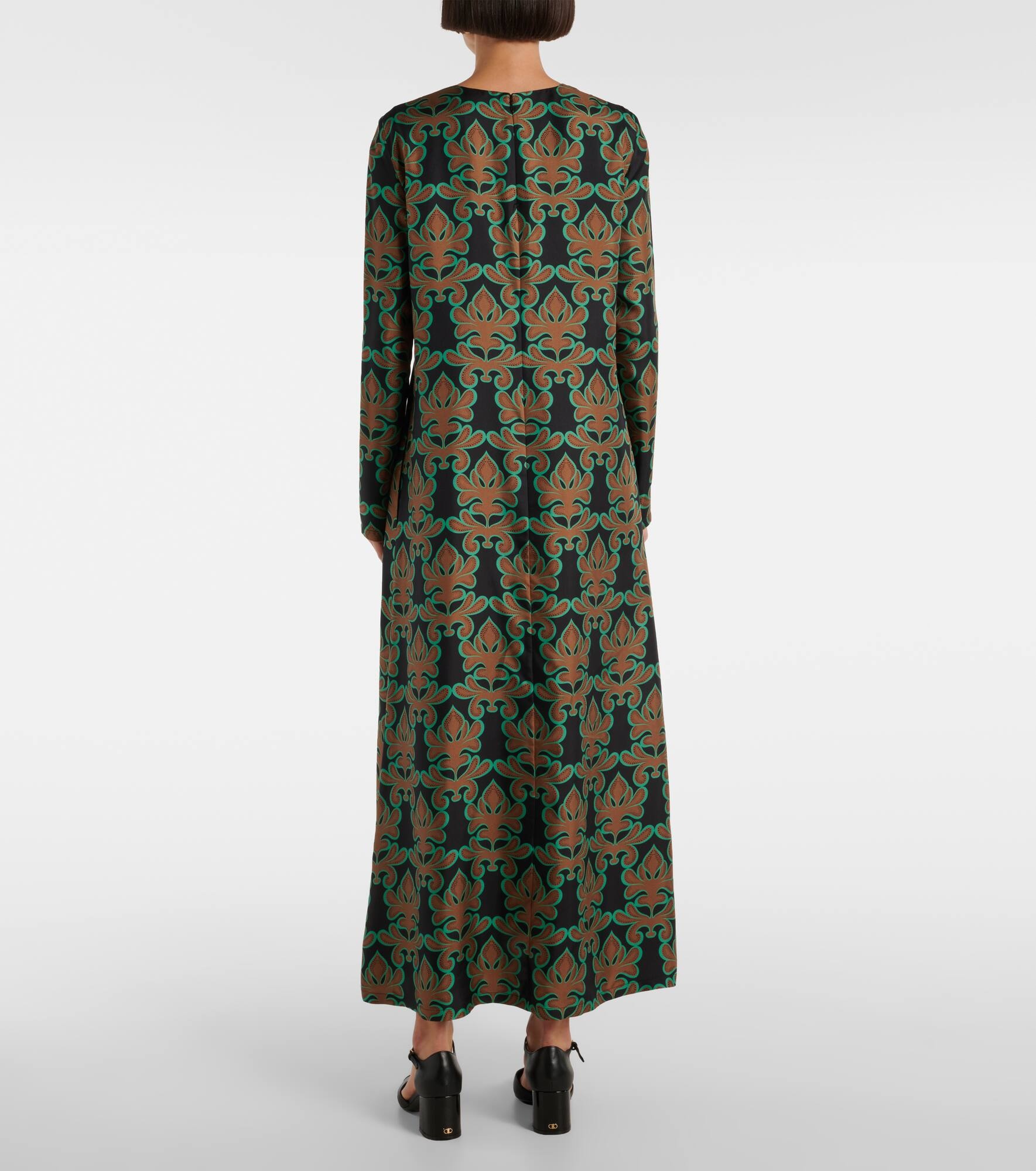 Swing printed silk twill midi dress - 3