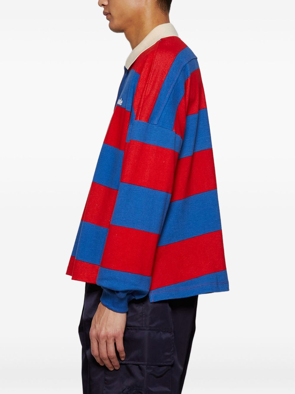 striped-pattern pique polo shirt - 4