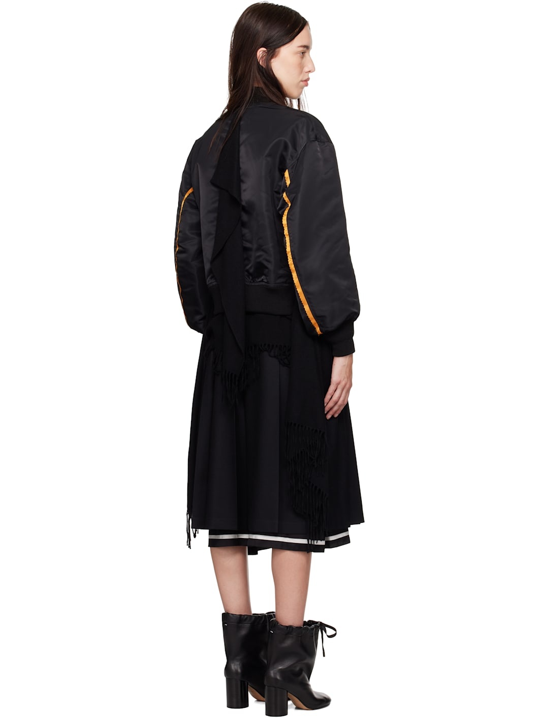 Black Scarf Bomber Jacket - 3