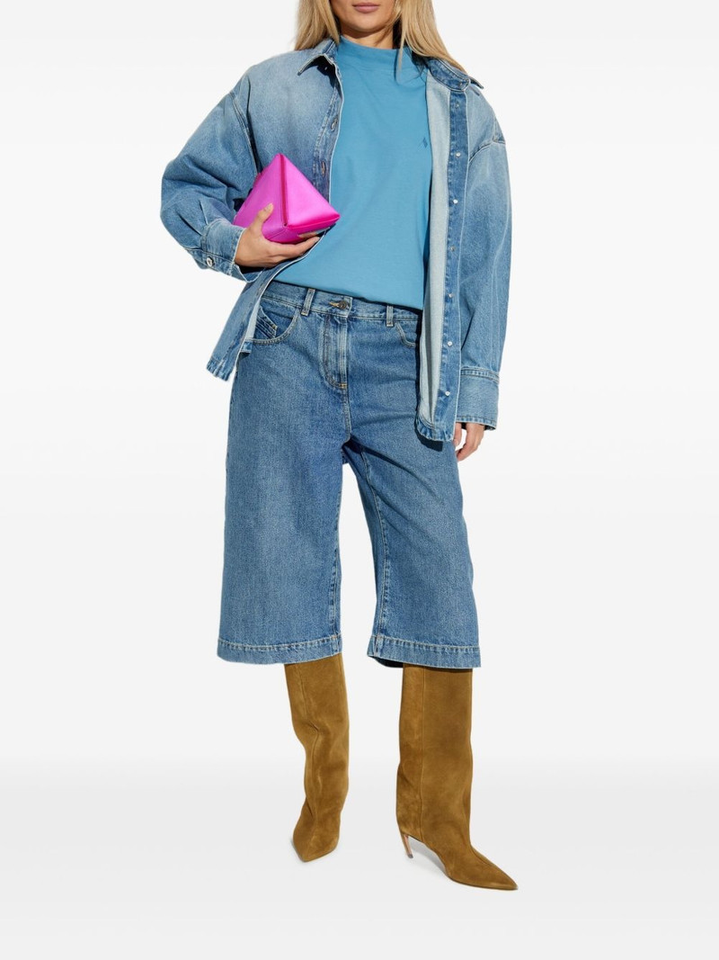 THE ATTICO mock-neck embroidered-logo T-shirt outlook