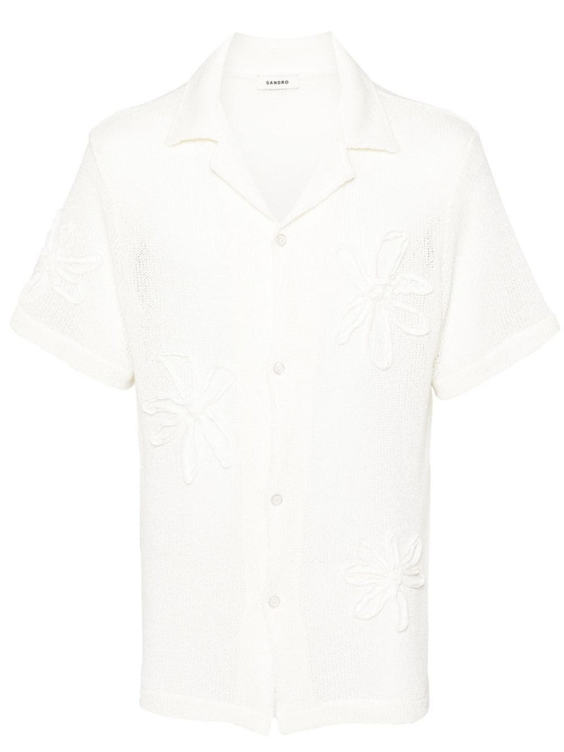 floral-appliquÃ© crochet shirt 1