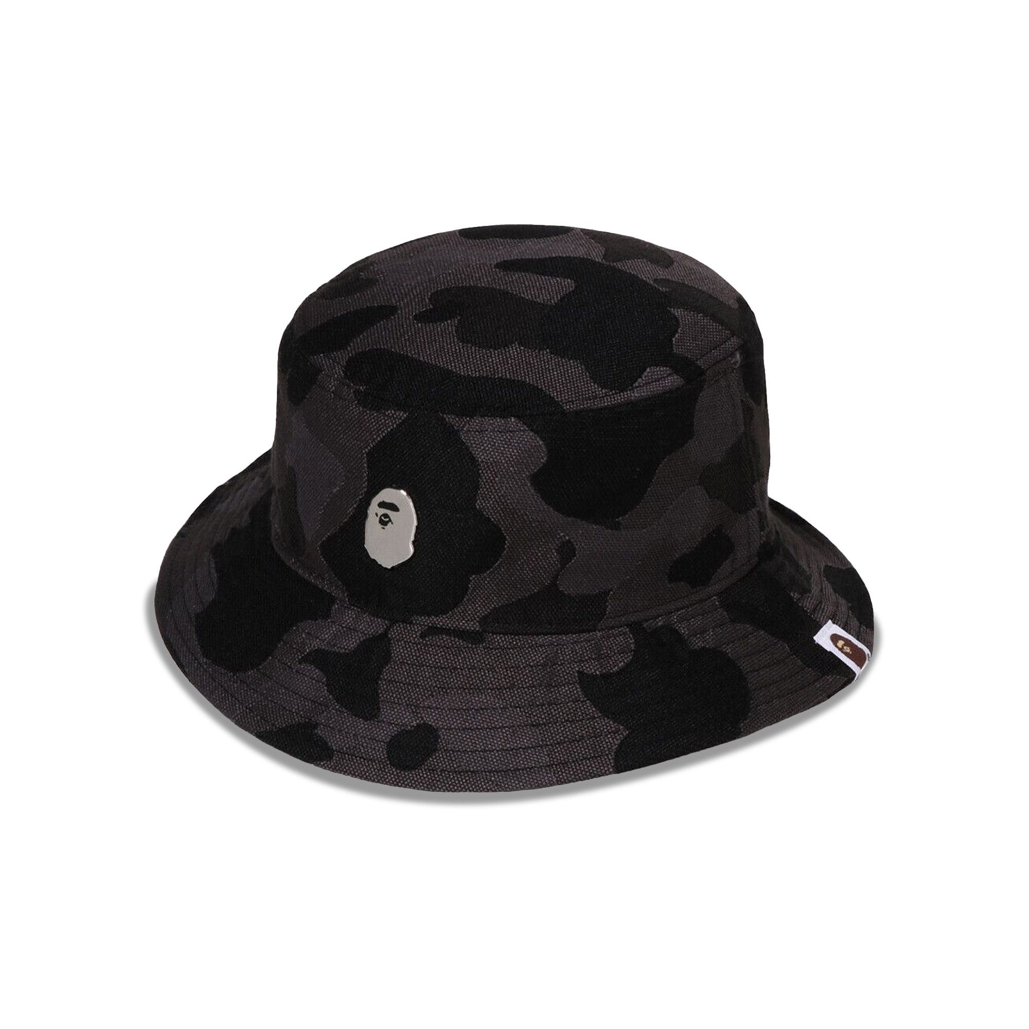 BAPE Camo One Point Metal Logo Pin Bucket Hat 'Black' - 2