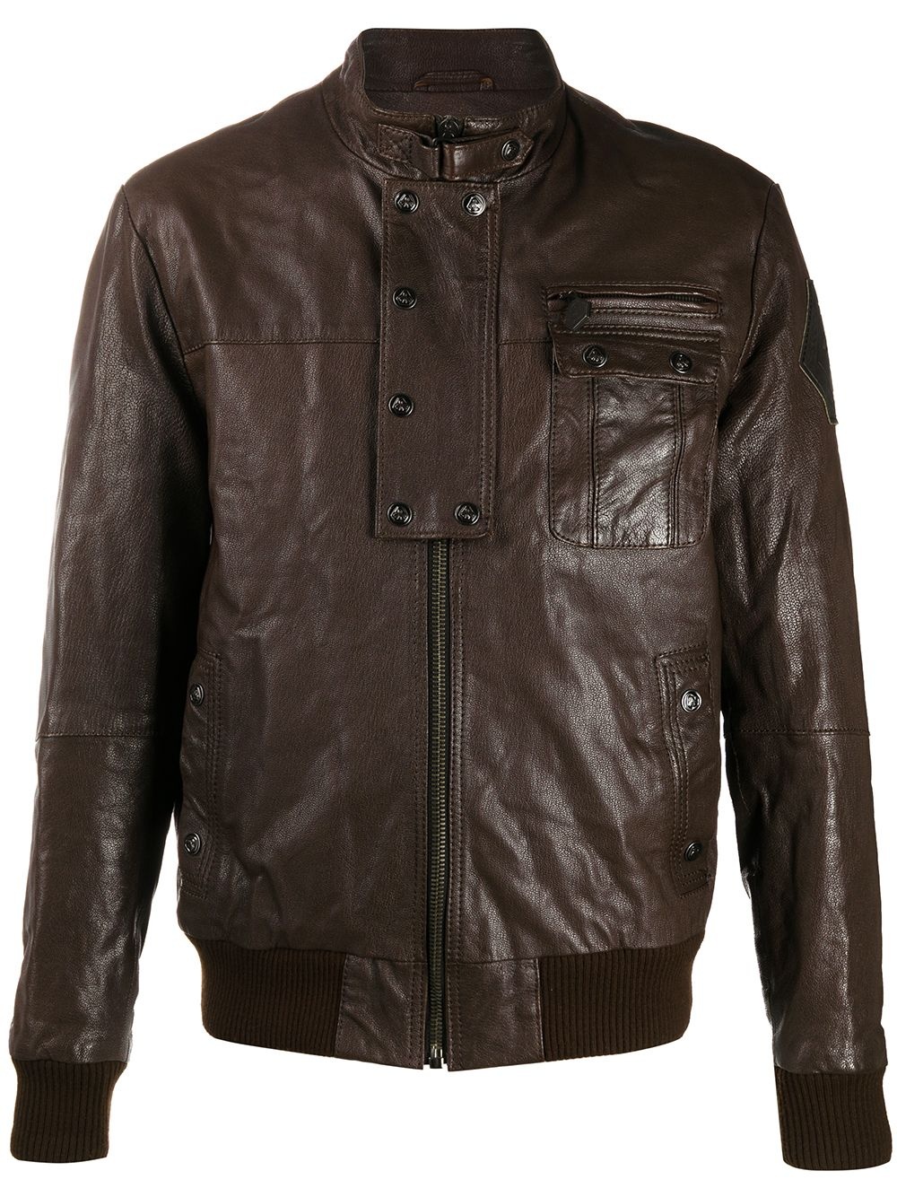 bomber style leather jacket - 1