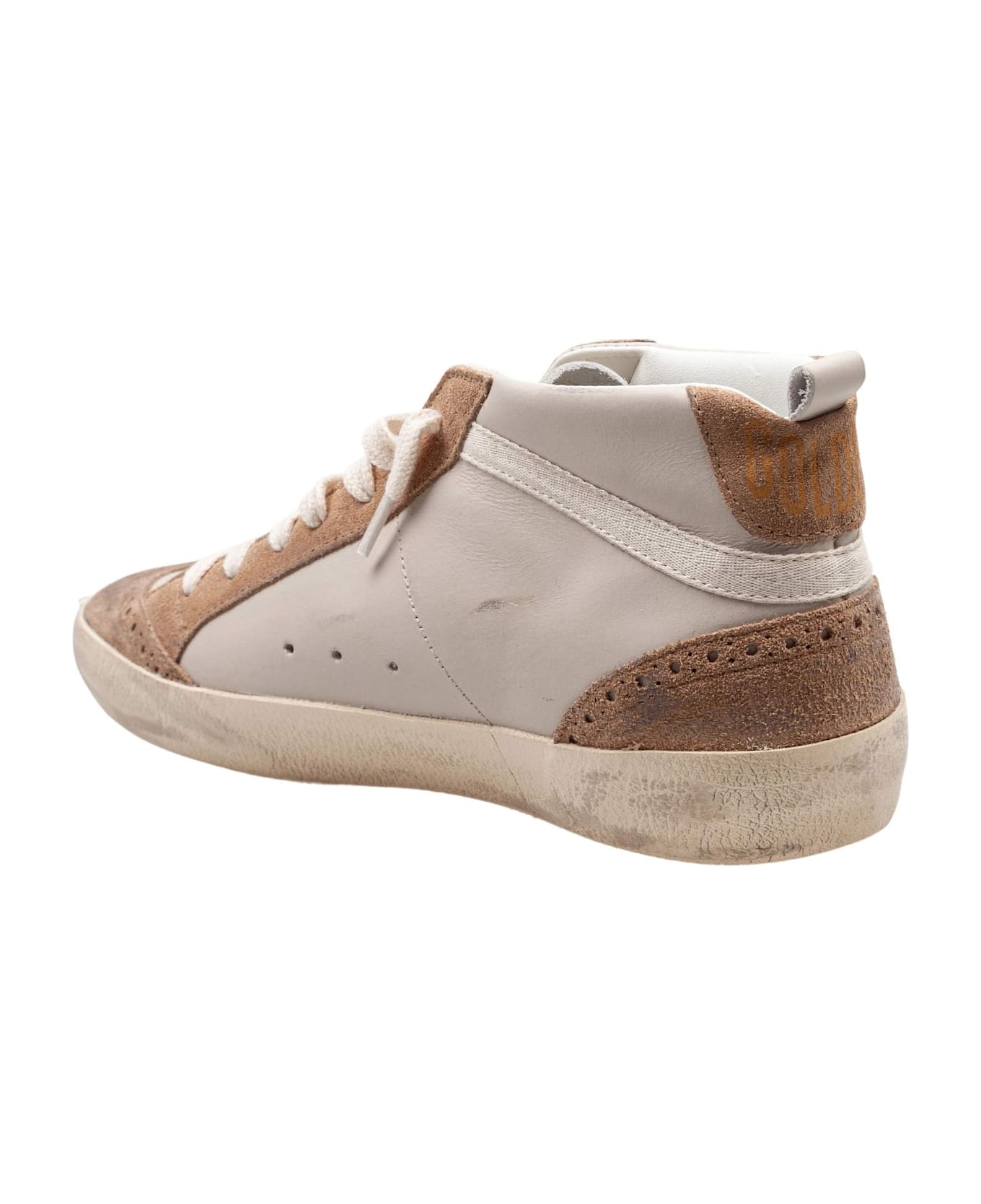 Golden Goose Mid Star Sneakers In Leather And Suede Color Grey/light Brown - 4