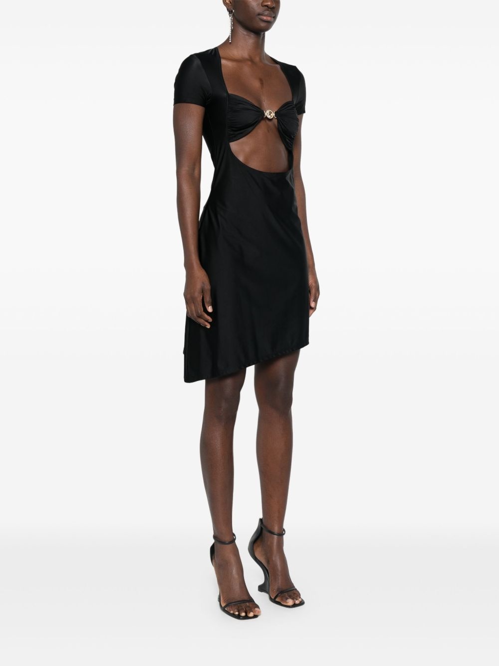 open-chest draped mini dress - 3