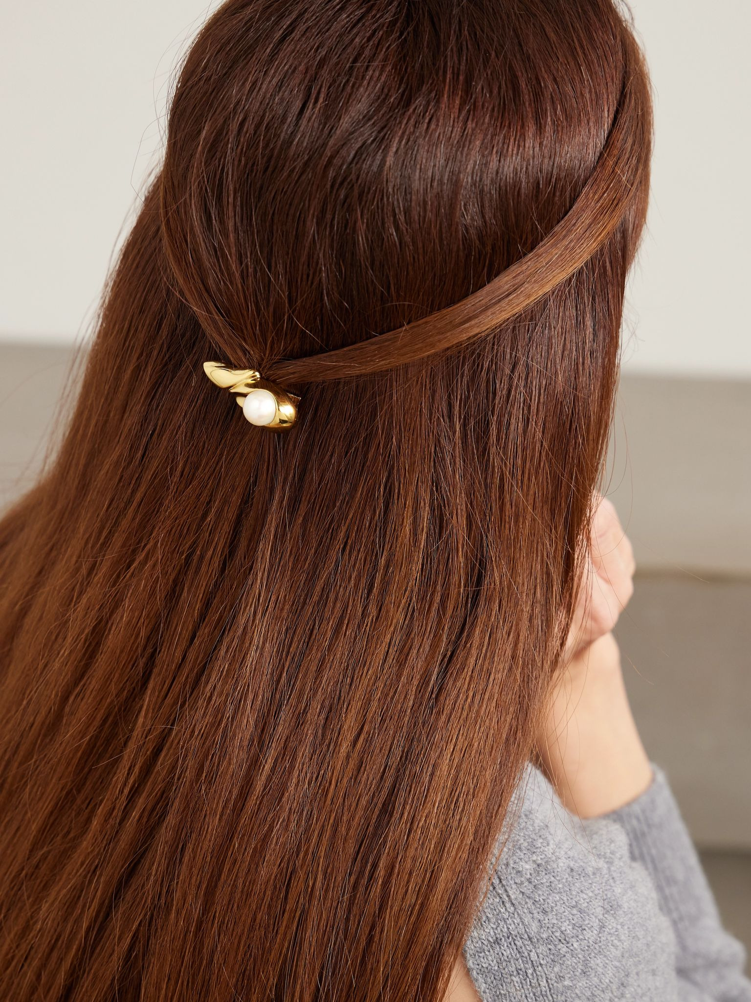 Gold-plated pearl hair clip Gold - 2