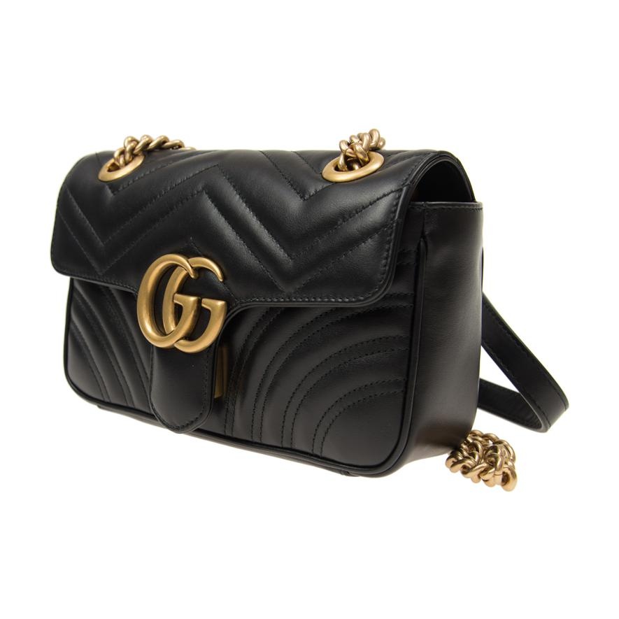 (WMNS) Gucci GG Marmont Leather Single-Shoulder Chain Bag Mini Black 446744-DTDIT-1000 - 2