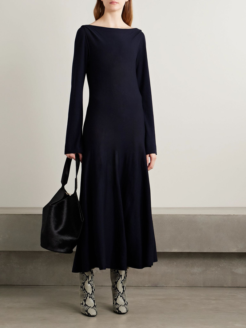 KHAITE Ruth wool midi dress Navy outlook