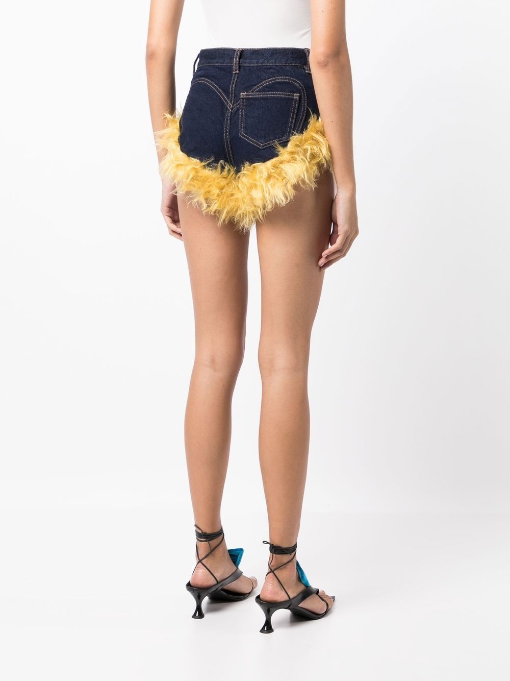 wool-trim denim shorts - 4