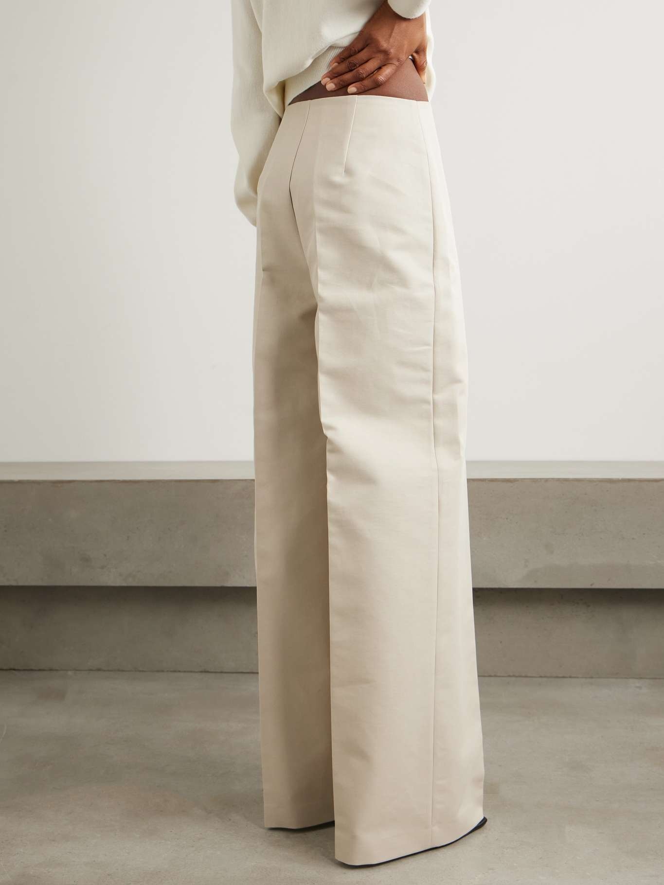 Cotton-twill wide-leg pants Sand - 3