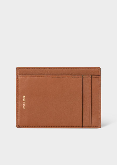 Paul Smith Tan Brown Woven Front Calf Leather Credit Card Holder outlook