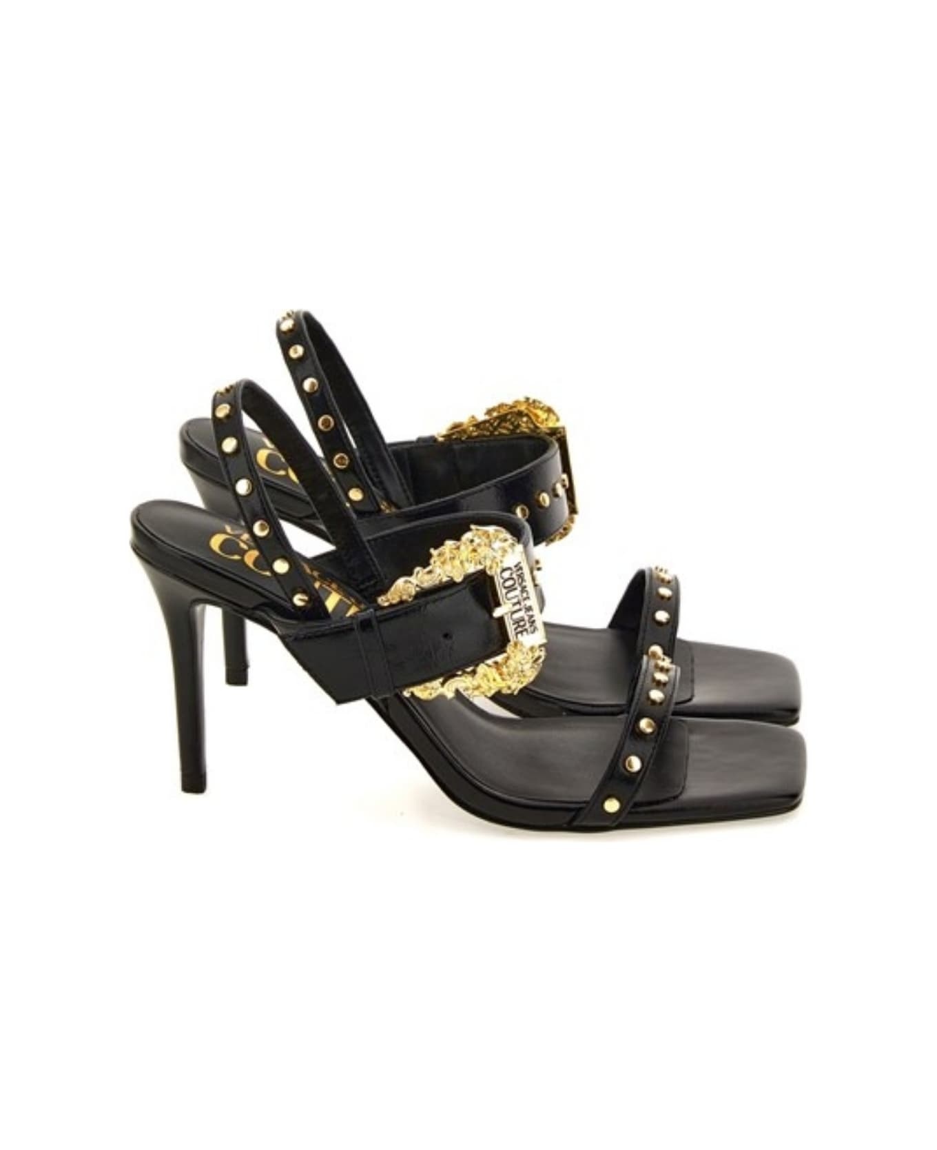 Versace Jeans Couture Open Sandals With Gold Buckle - 2